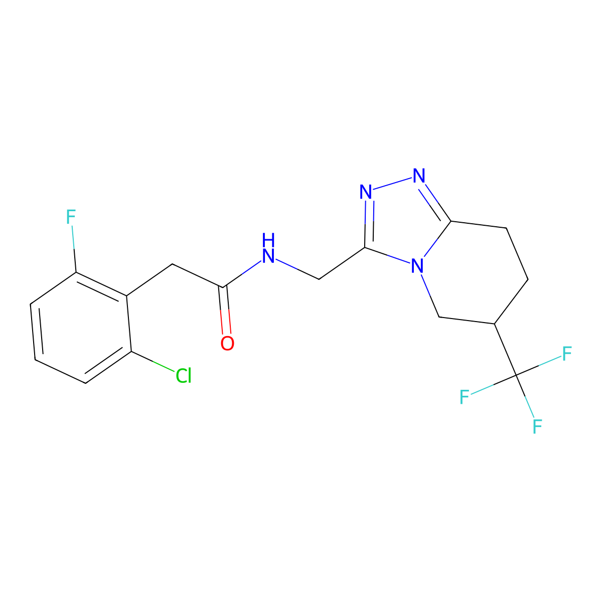2-(2-chloro-6-fluorophenyl)-N-((6-(trifluoromethyl)-5,6,7,8-tetrahydro-[1,2,4]triazolo[4,3-a]pyridin-3-yl)methyl)acetamide molecular structure, CAS 2034293-98-4