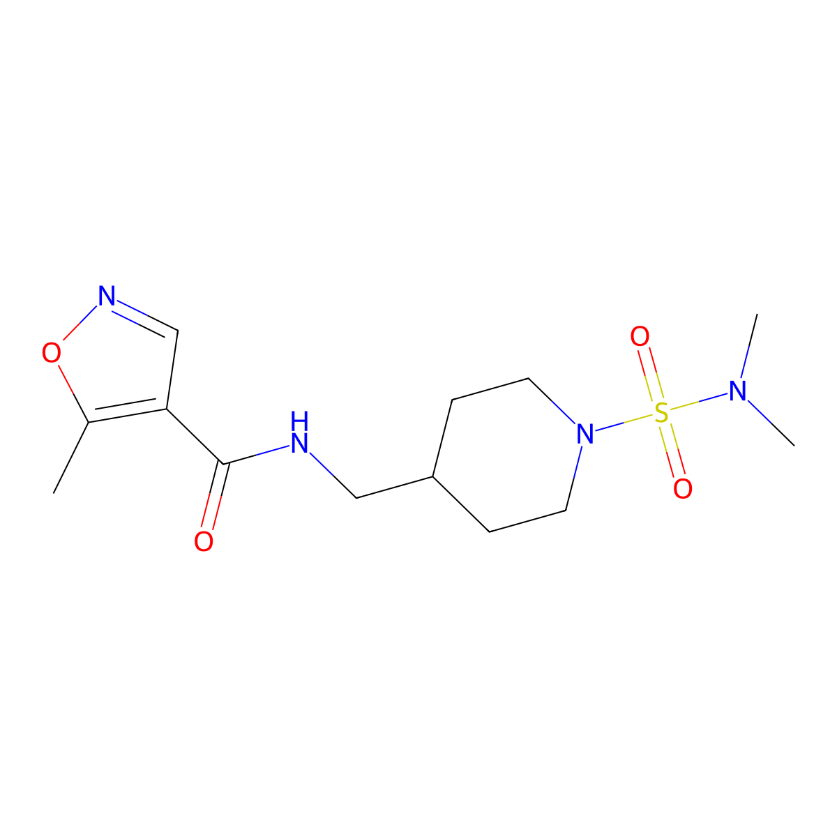 N-((1-(N,N-dimethylsulfamoyl)piperidin-4-yl)methyl)-5-methylisoxazole-4-carboxamide molecular structure, CAS 2034293-99-5