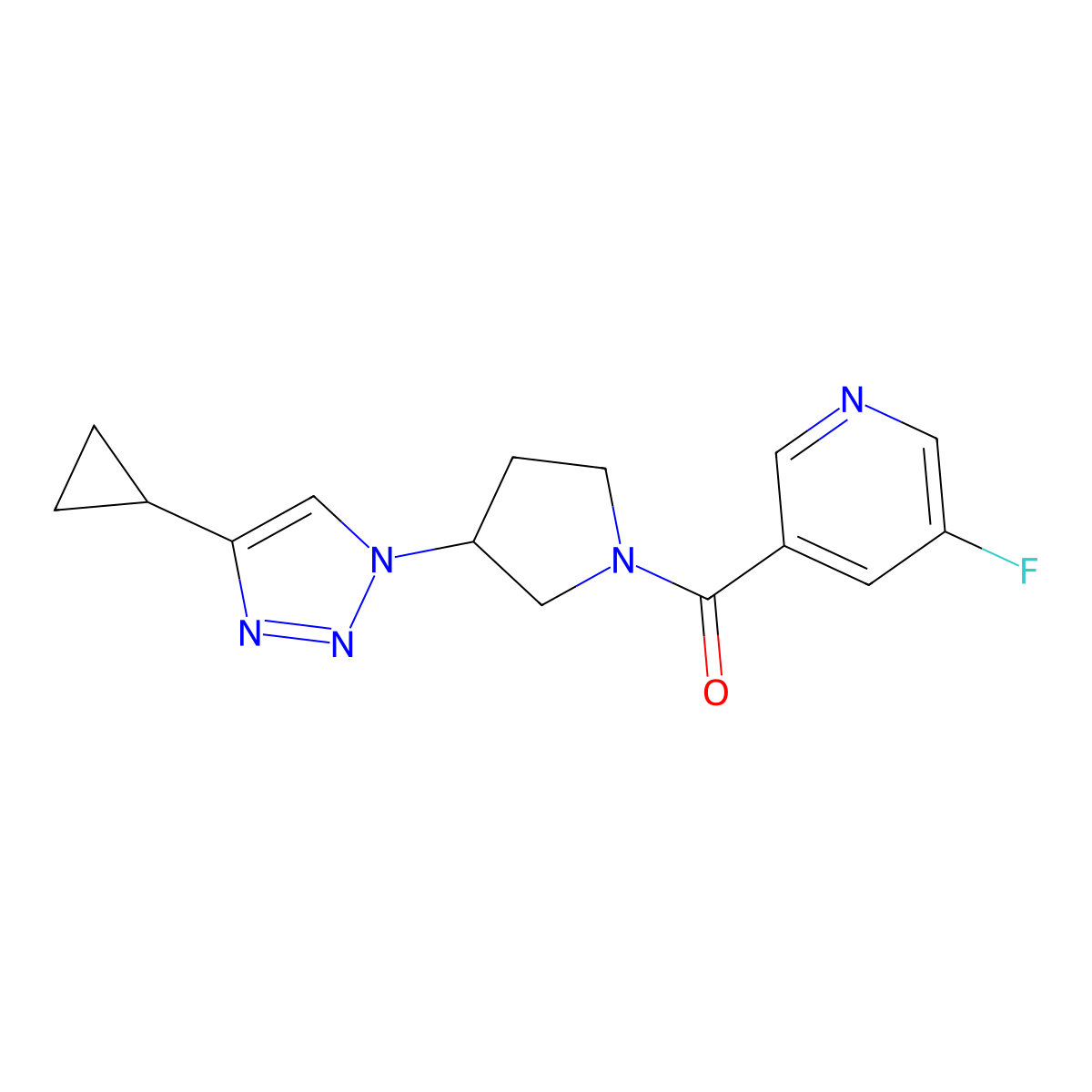 (3-(4-cyclopropyl-1H-1,2,3-triazol-1-yl)pyrrolidin-1-yl)(5-fluoropyridin-3-yl)methanone molecular structure, CAS 2034294-01-2