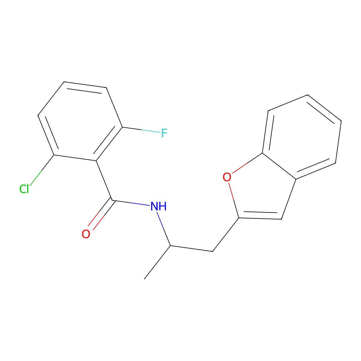 N-(1-(benzofuran-2-yl)propan-2-yl)-2-chloro-6-fluorobenzamide molecular structure, CAS 2034294-02-3