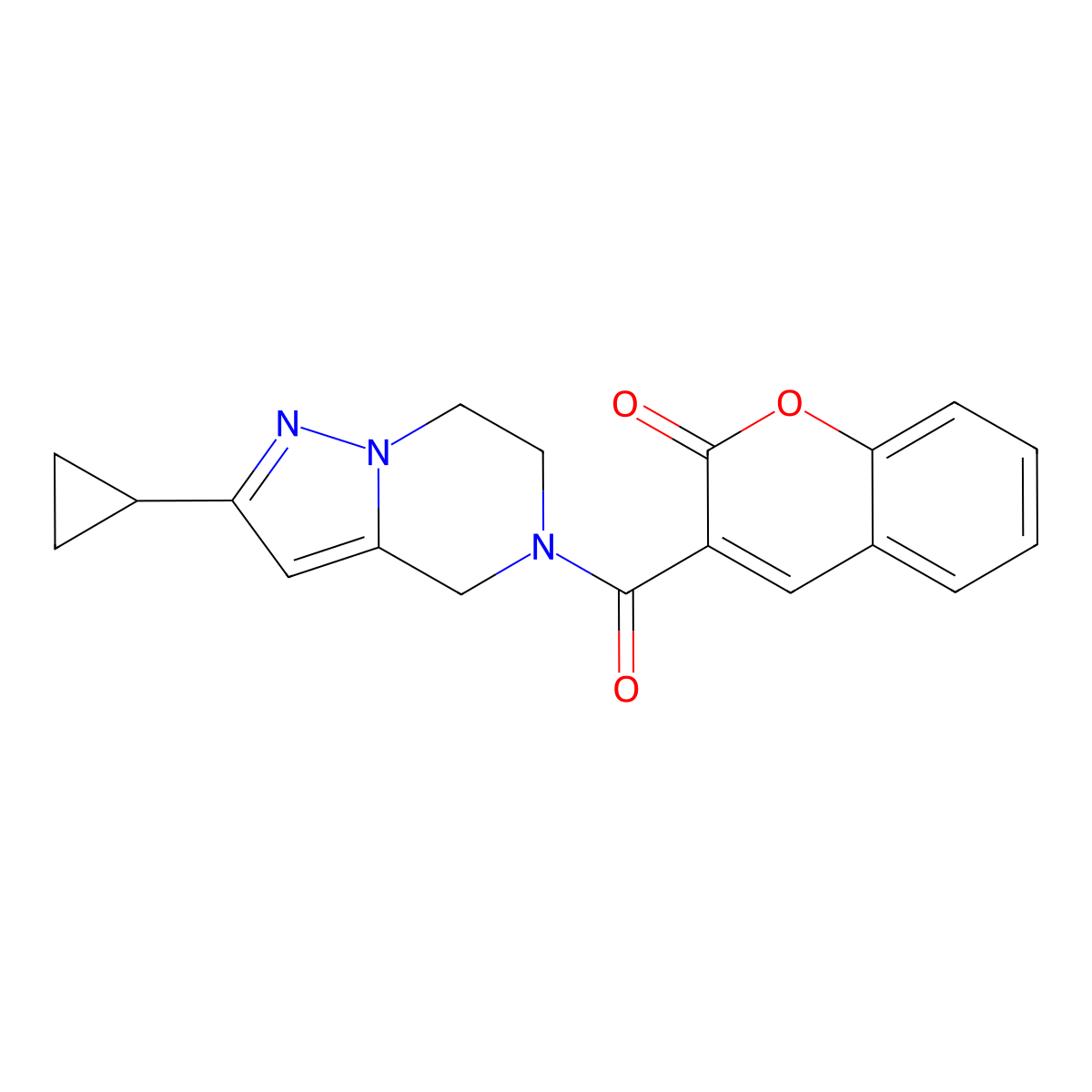 3-(2-cyclopropyl-4,5,6,7-tetrahydropyrazolo[1,5-a]pyrazine-5-carbonyl)-2H-chromen-2-one molecular structure, CAS 2034294-05-6