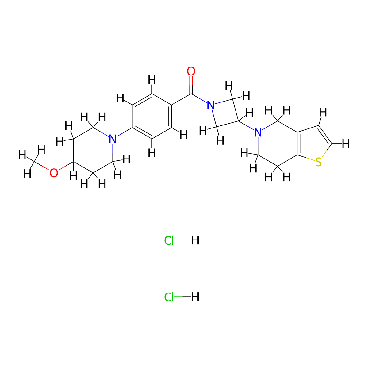 (3-(6,7-dihydrothieno[3,2-c]pyridin-5(4H)-yl)azetidin-1-yl)(4-(4-methoxypiperidin-1-yl)phenyl)methanone dihydrochloride molecular structure, CAS 2034294-07-8