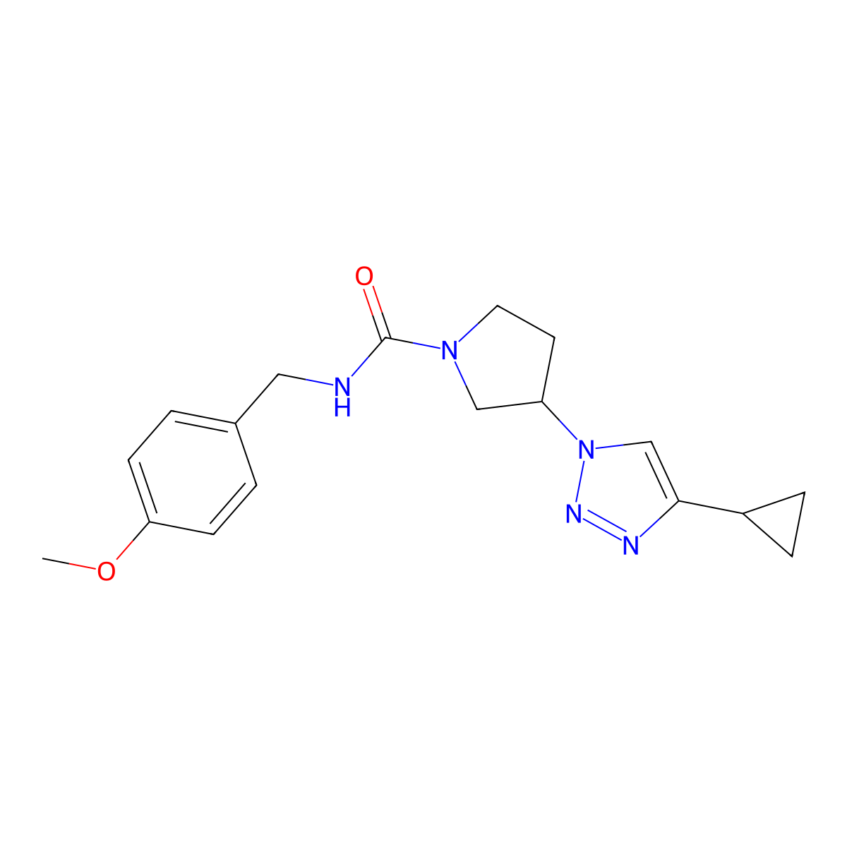 3-(4-cyclopropyl-1H-1,2,3-triazol-1-yl)-N-(4-methoxybenzyl)pyrrolidine-1-carboxamide molecular structure, CAS 2034294-08-9