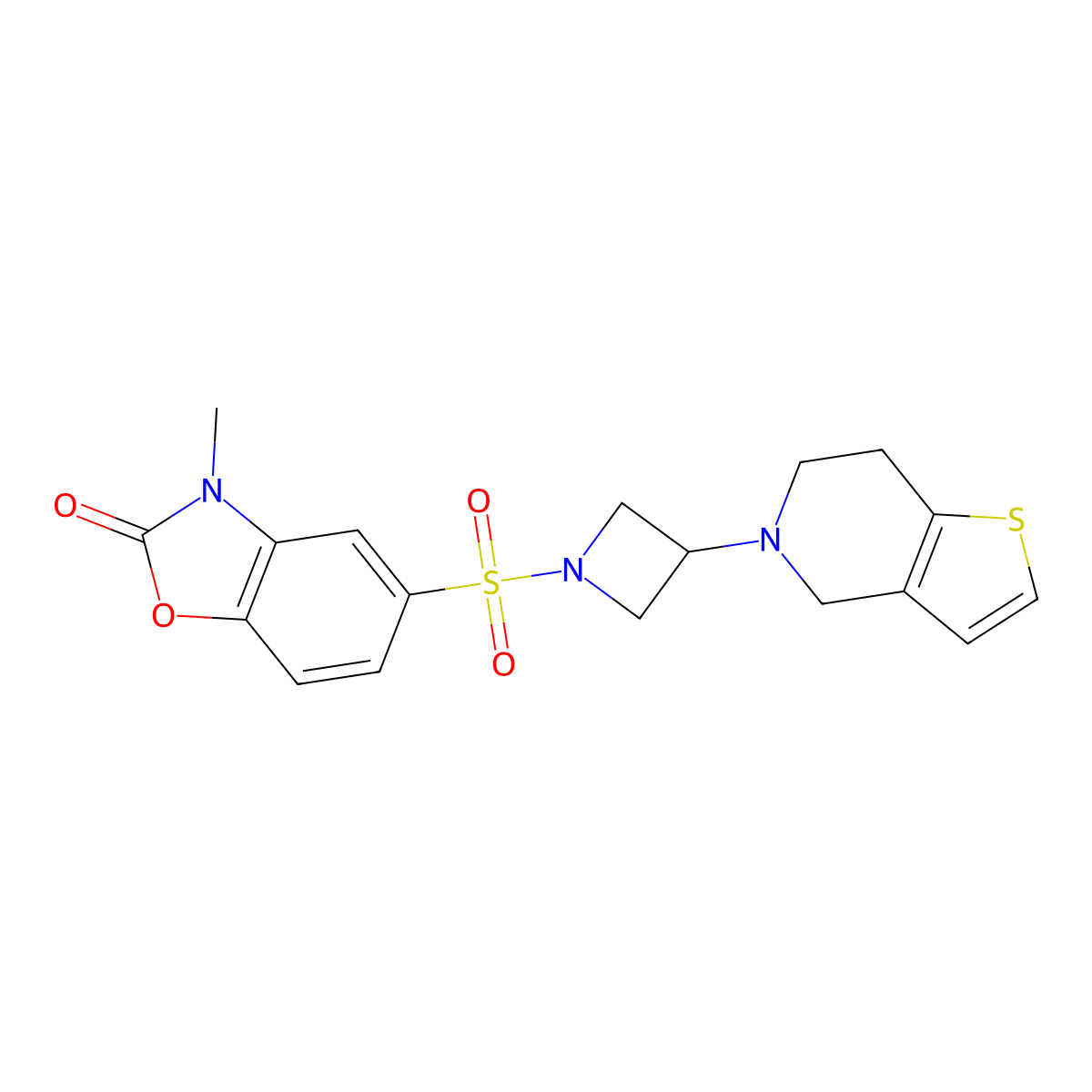 5-((3-(6,7-dihydrothieno[3,2-c]pyridin-5(4H)-yl)azetidin-1-yl)sulfonyl)-3-methylbenzo[d]oxazol-2(3H)-one molecular structure, CAS 2034294-12-5