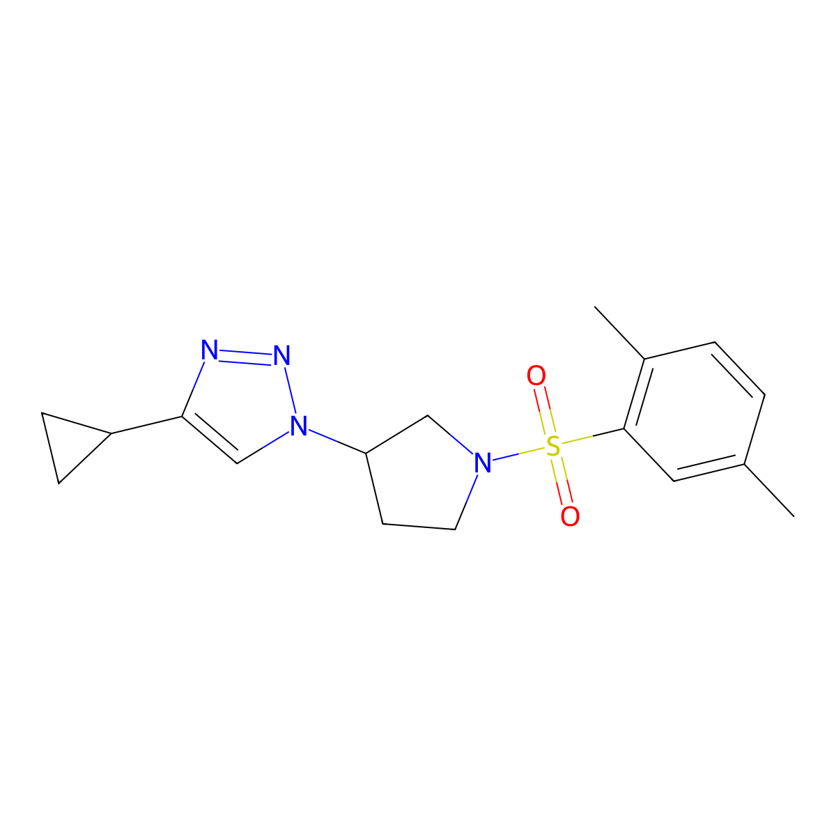4-cyclopropyl-1-(1-((2,5-dimethylphenyl)sulfonyl)pyrrolidin-3-yl)-1H-1,2,3-triazole molecular structure, CAS 2034294-13-6