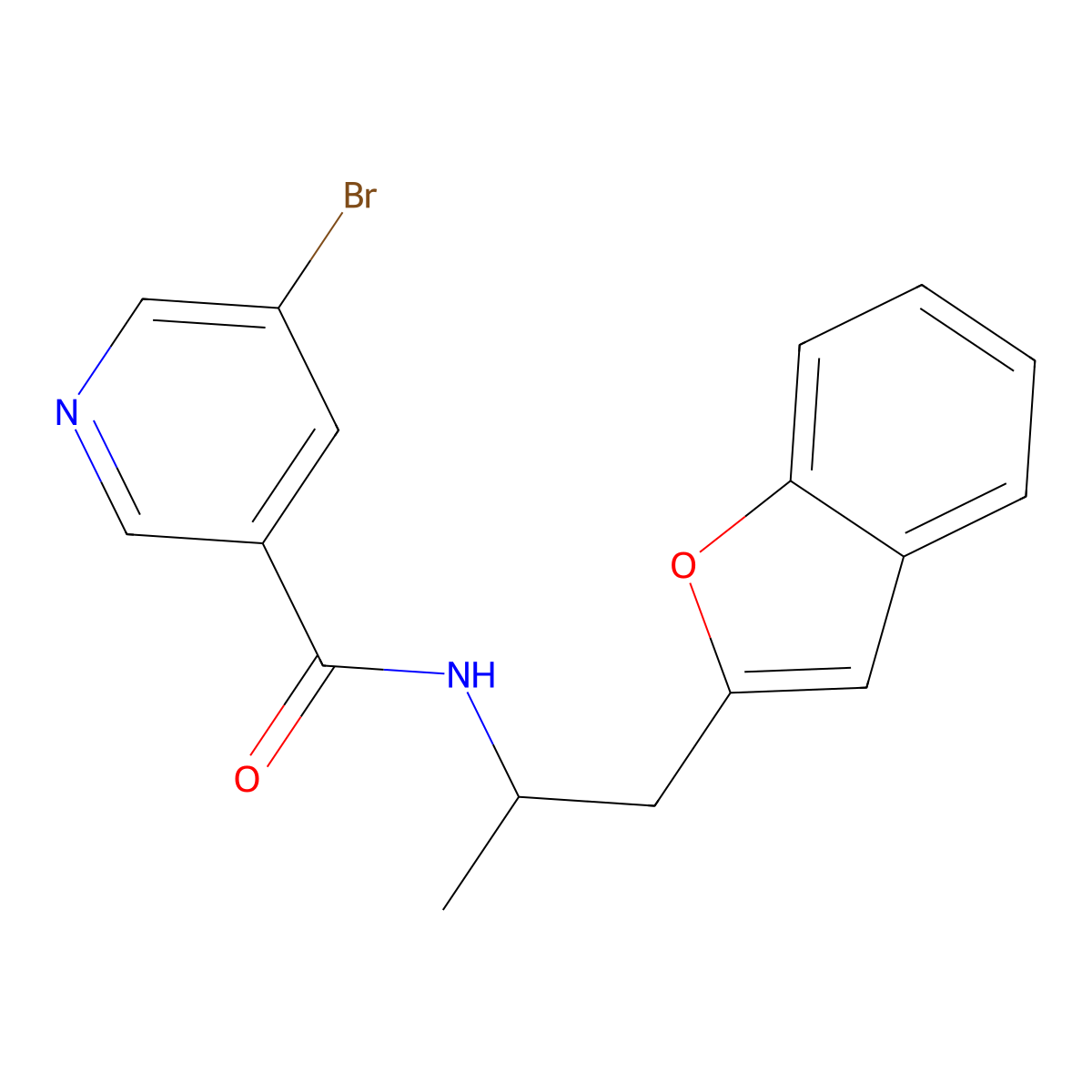 N-[1-(1-benzofuran-2-yl)propan-2-yl]-5-bromopyridine-3-carboxamide molecular structure, CAS 2034294-17-0