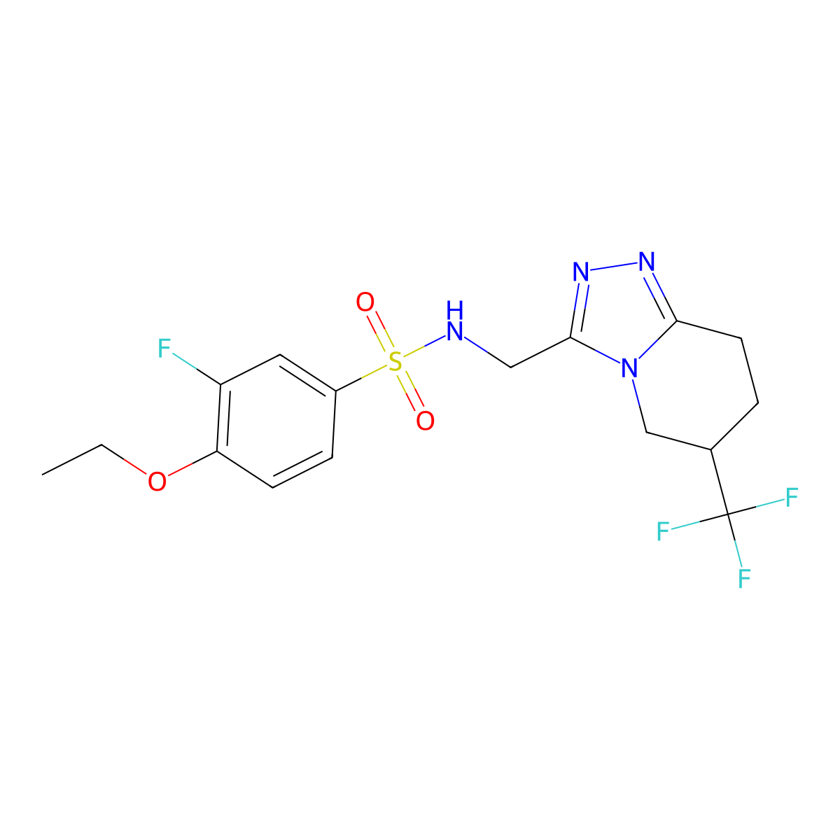 4-ethoxy-3-fluoro-N-((6-(trifluoromethyl)-5,6,7,8-tetrahydro-[1,2,4]triazolo[4,3-a]pyridin-3-yl)methyl)benzenesulfonamide molecular structure, CAS 2034294-19-2