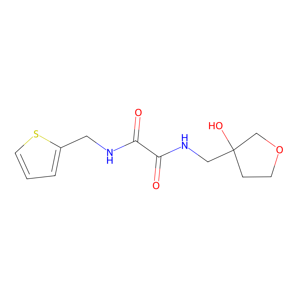 N1-((3-hydroxytetrahydrofuran-3-yl)methyl)-N2-(thiophen-2-ylmethyl)oxalamide molecular structure, CAS 2034294-20-5