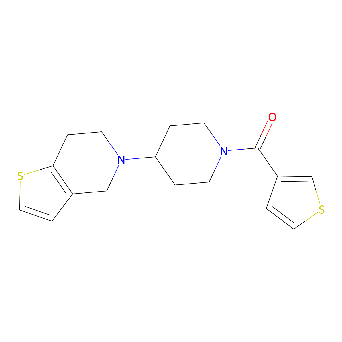 (4-(6,7-dihydrothieno[3,2-c]pyridin-5(4H)-yl)piperidin-1-yl)(thiophen-3-yl)methanone molecular structure, CAS 2034294-23-8