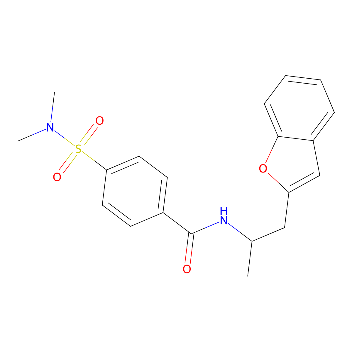 N-(1-(benzofuran-2-yl)propan-2-yl)-4-(N,N-dimethylsulfamoyl)benzamide molecular structure, CAS 2034294-24-9