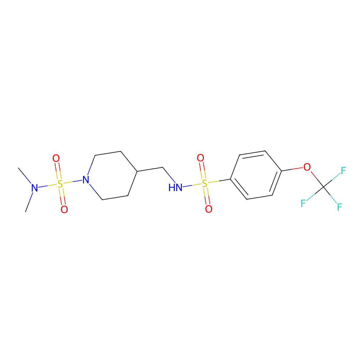 N,N-dimethyl-4-((4-(trifluoromethoxy)phenylsulfonamido)methyl)piperidine-1-sulfonamide molecular structure, CAS 2034294-32-9