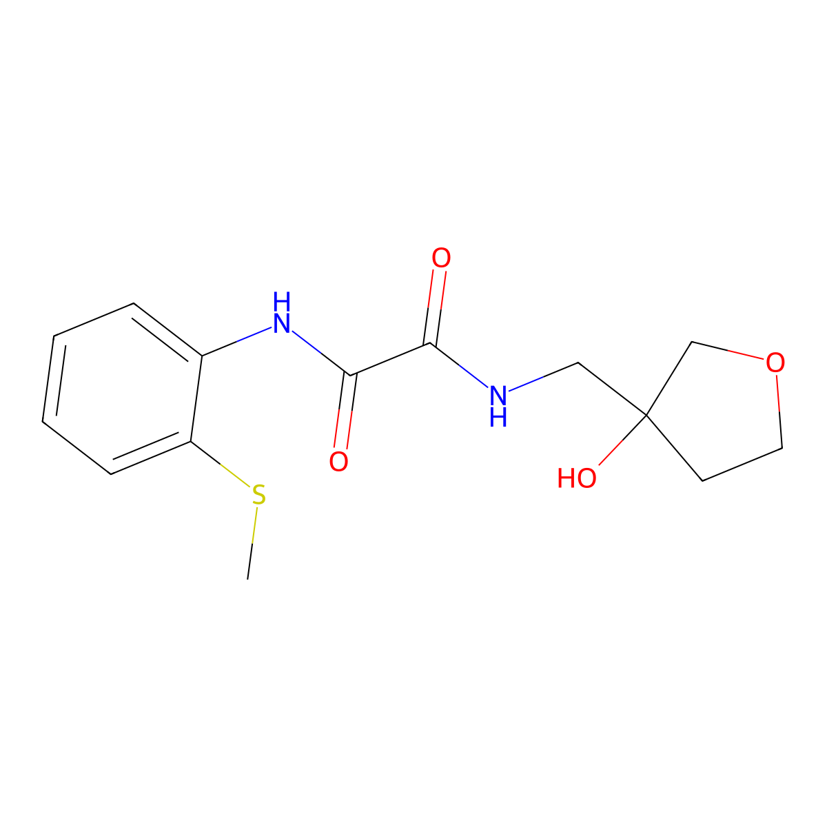 N1-((3-hydroxytetrahydrofuran-3-yl)methyl)-N2-(2-(methylthio)phenyl)oxalamide molecular structure, CAS 2034294-34-1