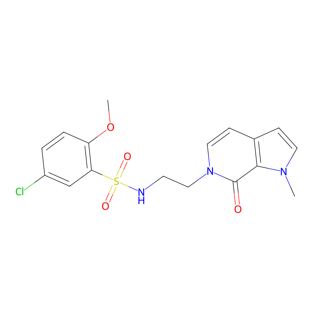 5-chloro-2-methoxy-N-(2-(1-methyl-7-oxo-1H-pyrrolo[2,3-c]pyridin-6(7H)-yl)ethyl)benzenesulfonamide molecular structure, CAS 2034294-37-4