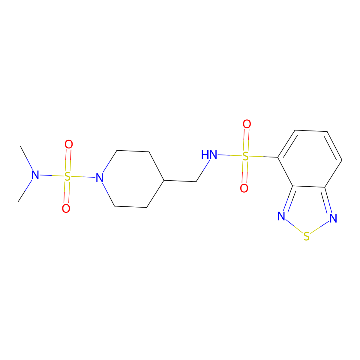 N-((1-(N,N-dimethylsulfamoyl)piperidin-4-yl)methyl)benzo[c][1,2,5]thiadiazole-4-sulfonamide molecular structure, CAS 2034294-41-0