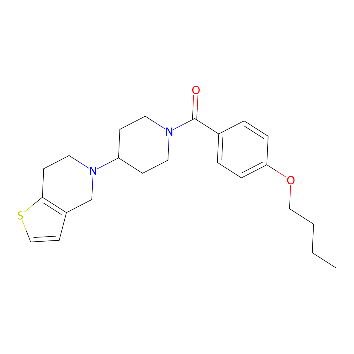 (4-butoxyphenyl)(4-(6,7-dihydrothieno[3,2-c]pyridin-5(4H)-yl)piperidin-1-yl)methanone molecular structure, CAS 2034294-43-2
