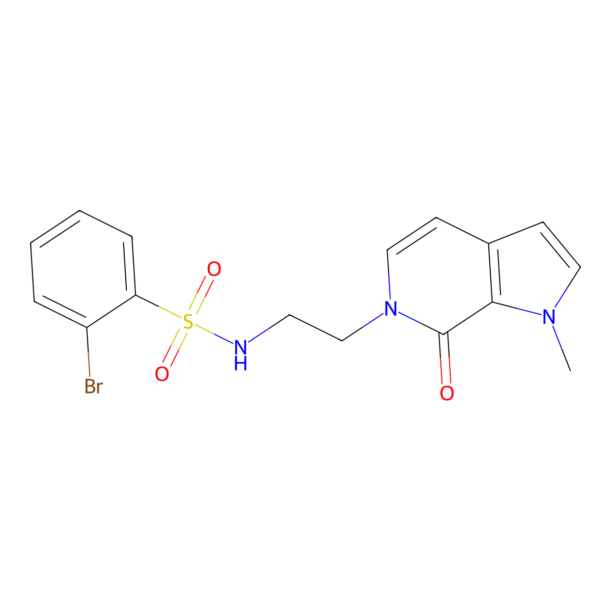 2-bromo-N-(2-(1-methyl-7-oxo-1H-pyrrolo[2,3-c]pyridin-6(7H)-yl)ethyl)benzenesulfonamide molecular structure, CAS 2034294-44-3