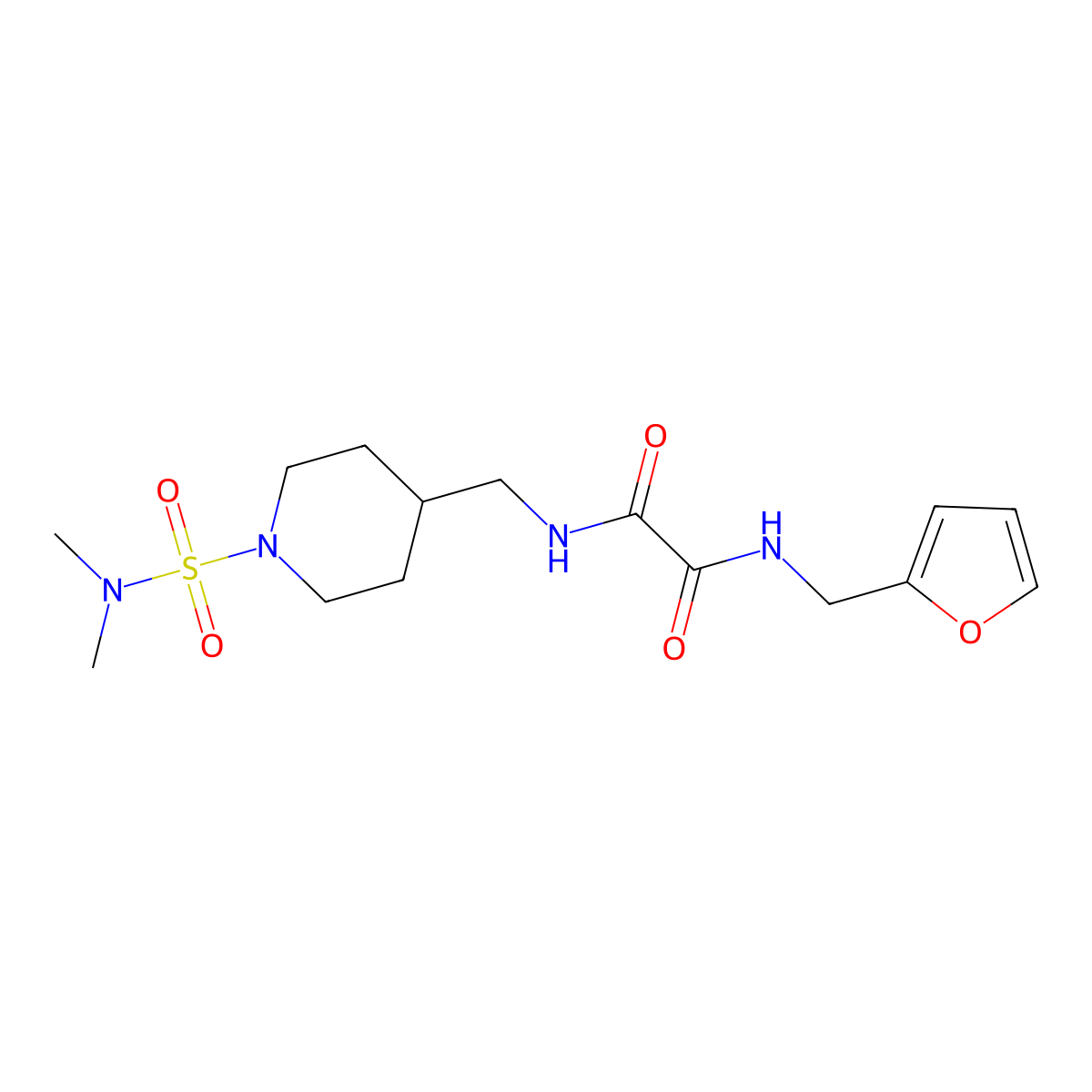 N1-((1-(N,N-dimethylsulfamoyl)piperidin-4-yl)methyl)-N2-(furan-2-ylmethyl)oxalamide molecular structure, CAS 2034294-47-6