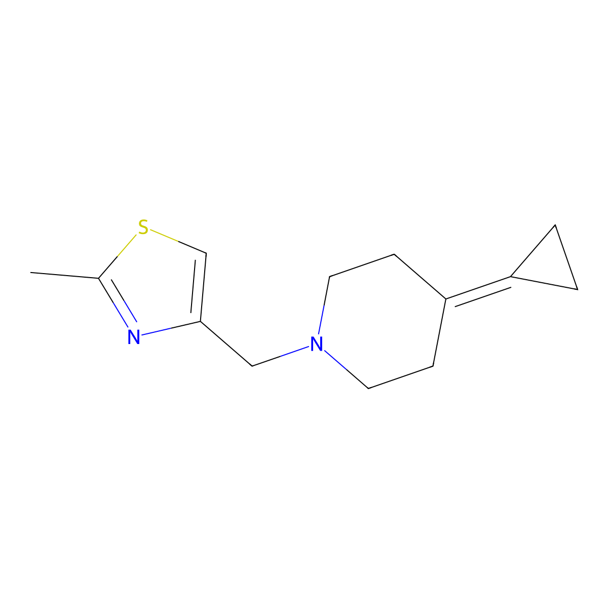 4-((4-Cyclopropylidenepiperidin-1-yl)methyl)-2-methylthiazole molecular structure, CAS 2034294-50-1