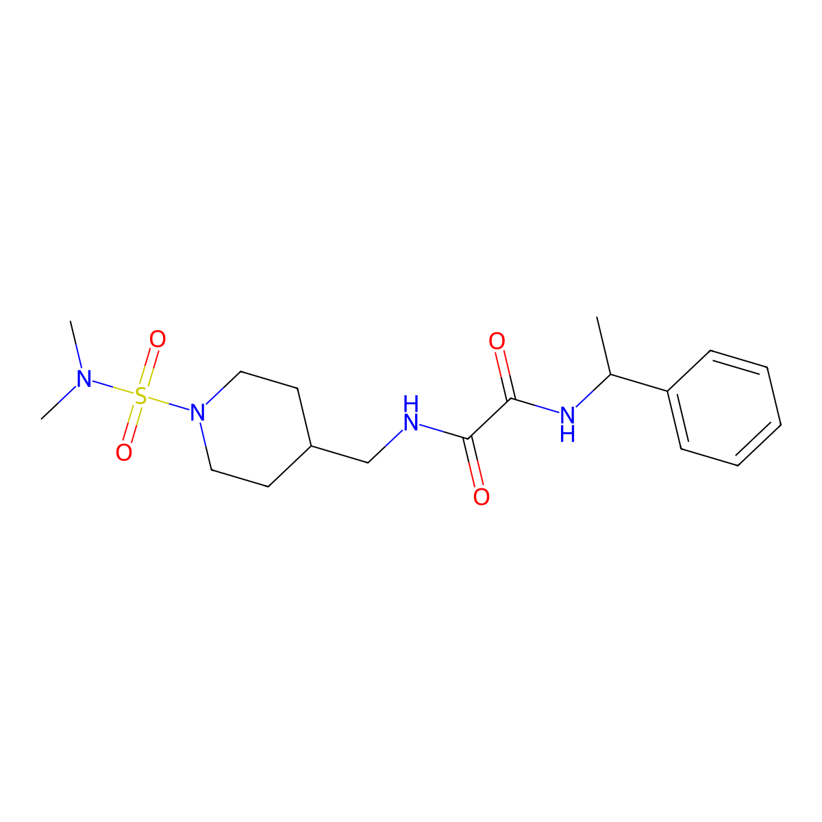 N1-((1-(N,N-dimethylsulfamoyl)piperidin-4-yl)methyl)-N2-(1-phenylethyl)oxalamide molecular structure, CAS 2034294-52-3