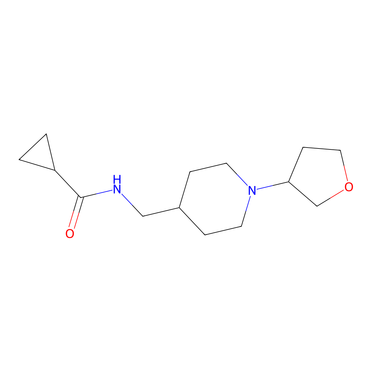 N-((1-(tetrahydrofuran-3-yl)piperidin-4-yl)methyl)cyclopropanecarboxamide molecular structure, CAS 2034294-54-5
