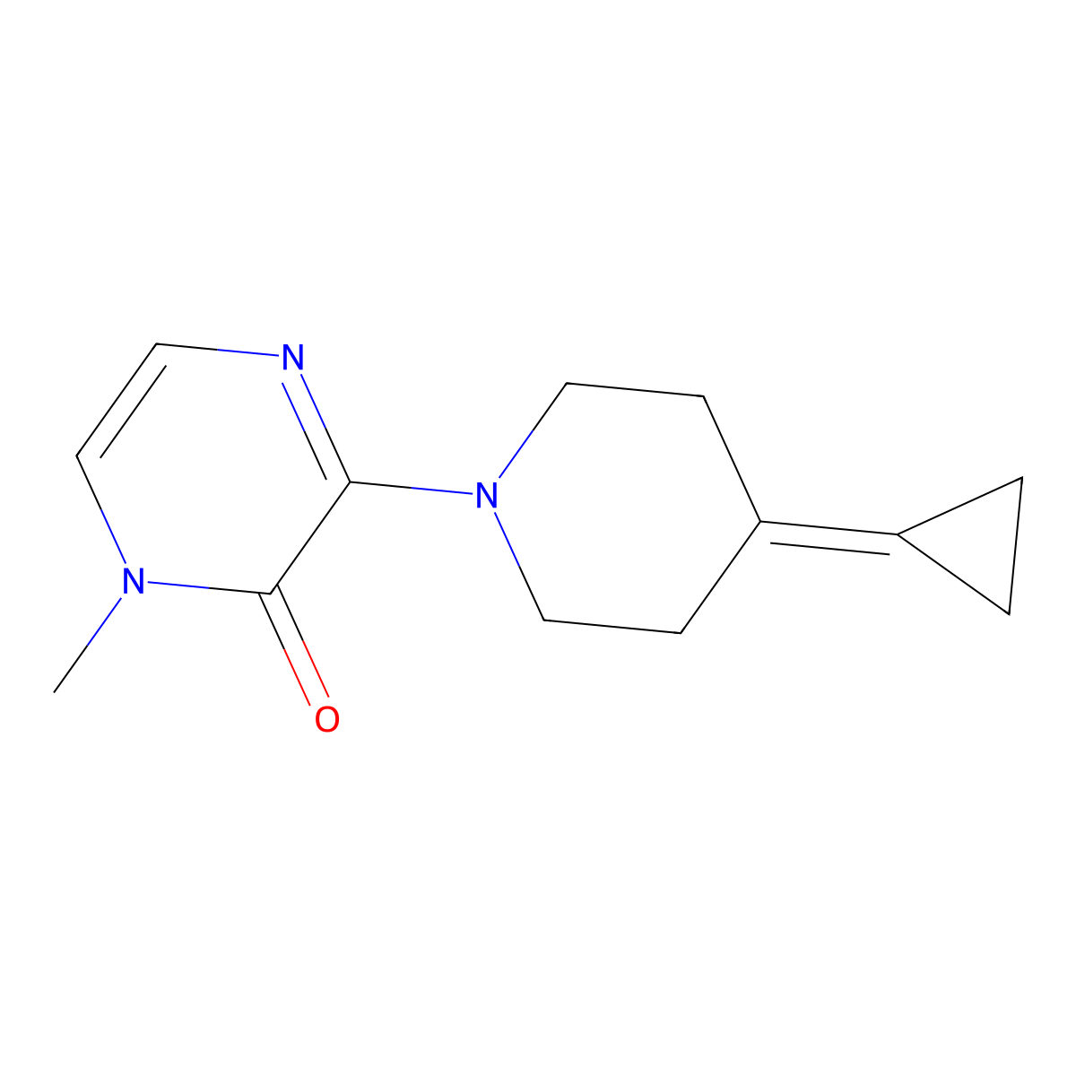 3-(4-cyclopropylidenepiperidin-1-yl)-1-methylpyrazin-2(1H)-one molecular structure, CAS 2034294-56-7