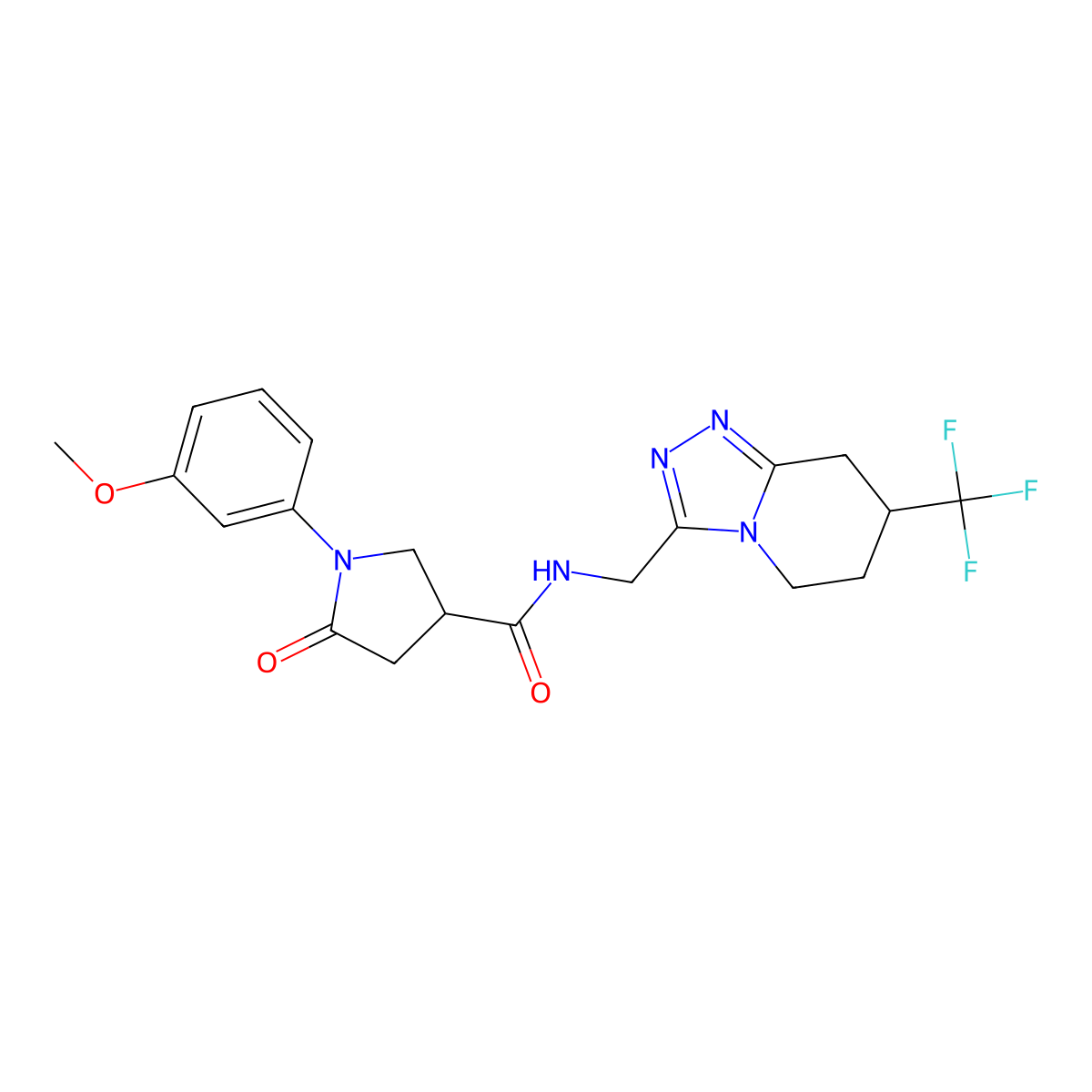 1-(3-methoxyphenyl)-5-oxo-N-((7-(trifluoromethyl)-5,6,7,8-tetrahydro-[1,2,4]triazolo[4,3-a]pyridin-3-yl)methyl)pyrrolidine-3-carboxamide molecular structure, CAS 2034294-59-0