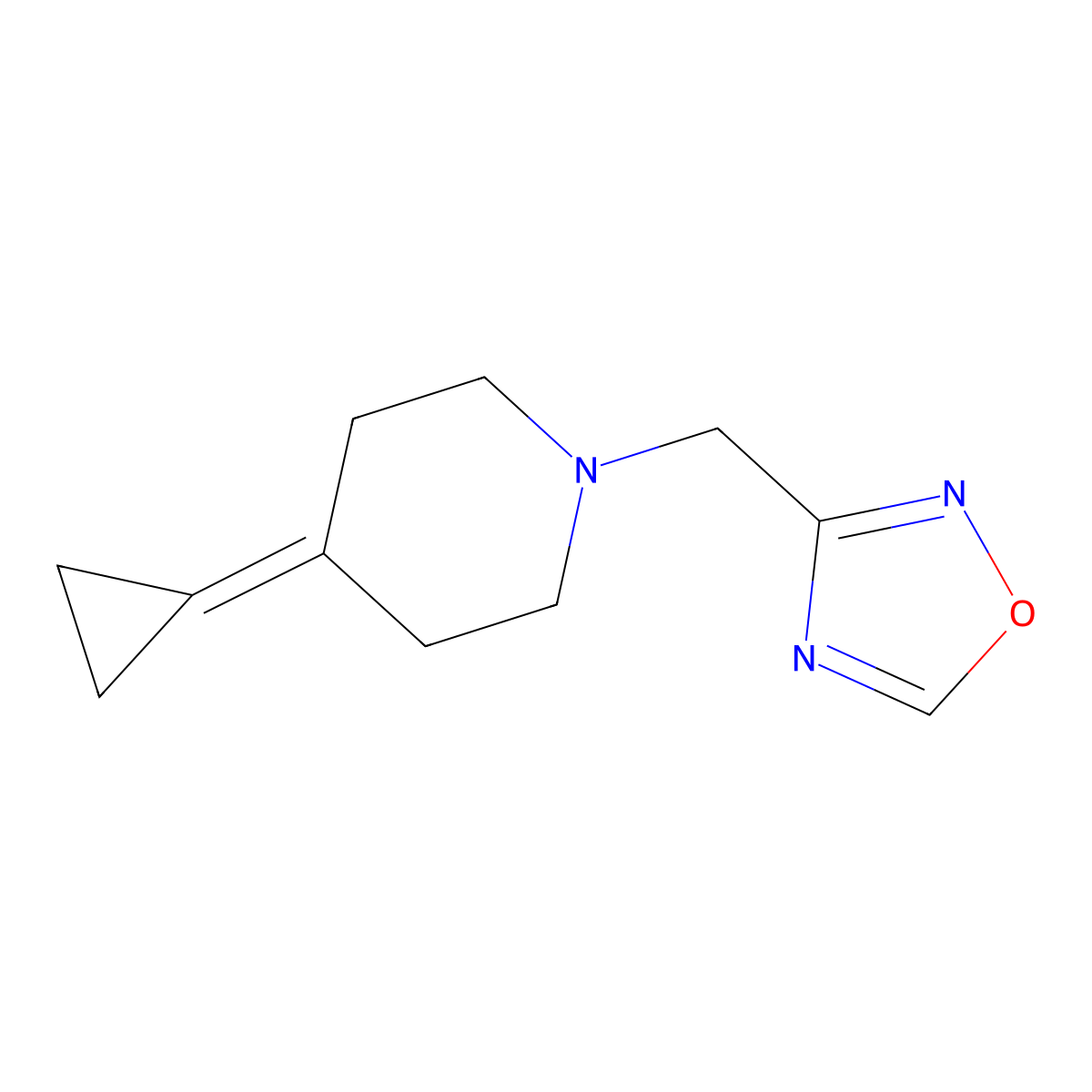 4-Cyclopropylidene-1-[(1,2,4-oxadiazol-3-yl)methyl]piperidine molecular structure, CAS 2034294-61-4