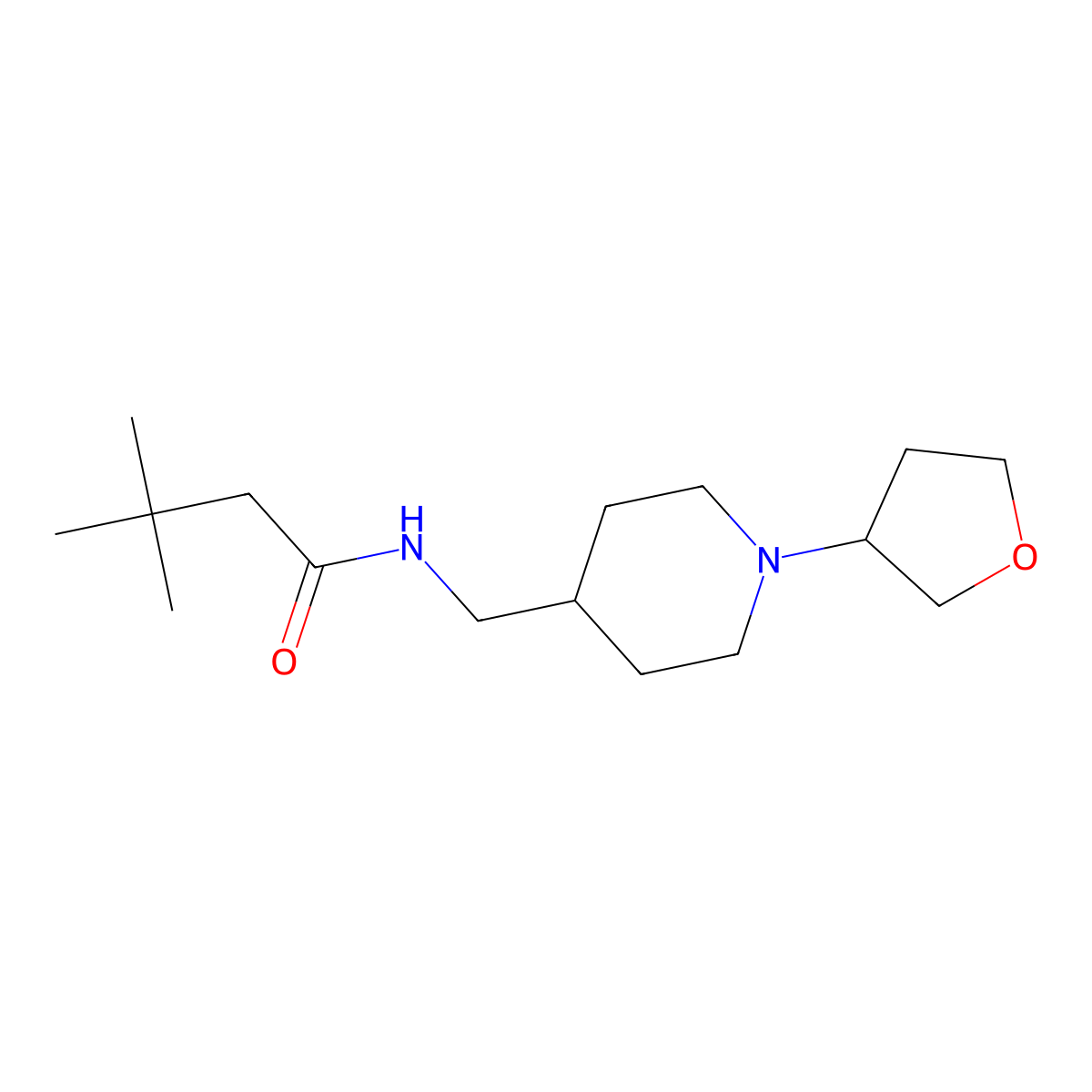 3,3-dimethyl-N-((1-(tetrahydrofuran-3-yl)piperidin-4-yl)methyl)butanamide molecular structure, CAS 2034294-63-6