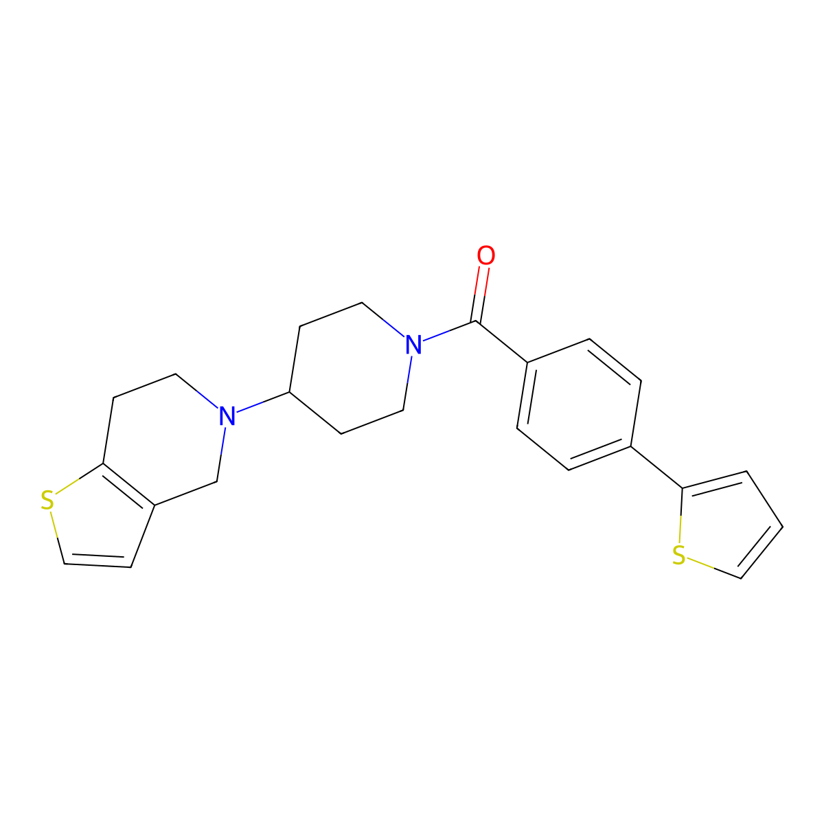 (4-(6,7-dihydrothieno[3,2-c]pyridin-5(4H)-yl)piperidin-1-yl)(4-(thiophen-2-yl)phenyl)methanone molecular structure, CAS 2034294-64-7