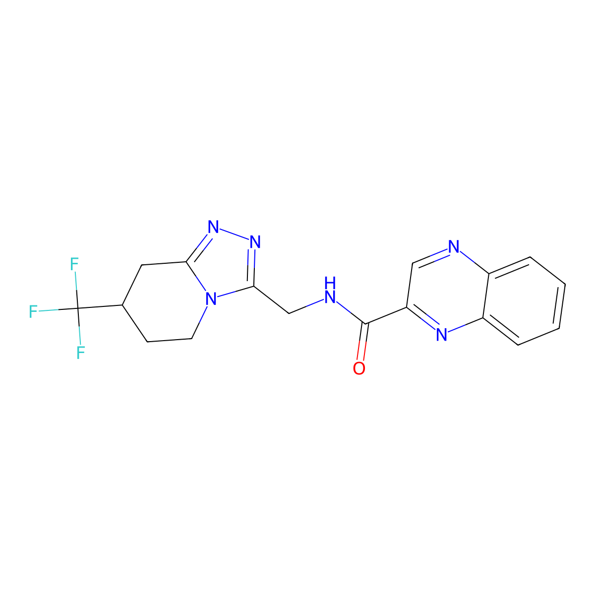 N-((7-(trifluoromethyl)-5,6,7,8-tetrahydro-[1,2,4]triazolo[4,3-a]pyridin-3-yl)methyl)quinoxaline-2-carboxamide molecular structure, CAS 2034294-68-1
