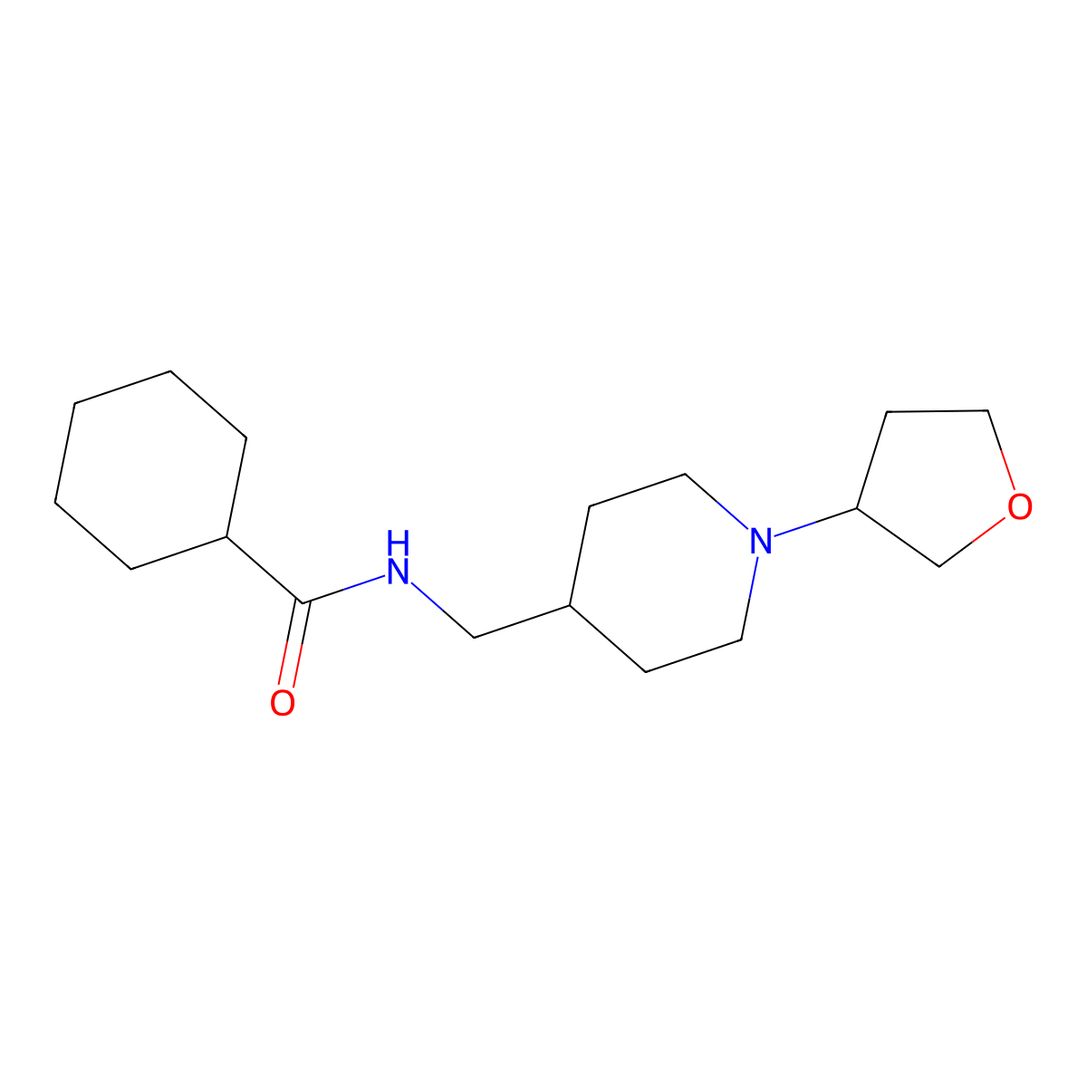 N-((1-(tetrahydrofuran-3-yl)piperidin-4-yl)methyl)cyclohexanecarboxamide molecular structure, CAS 2034294-69-2