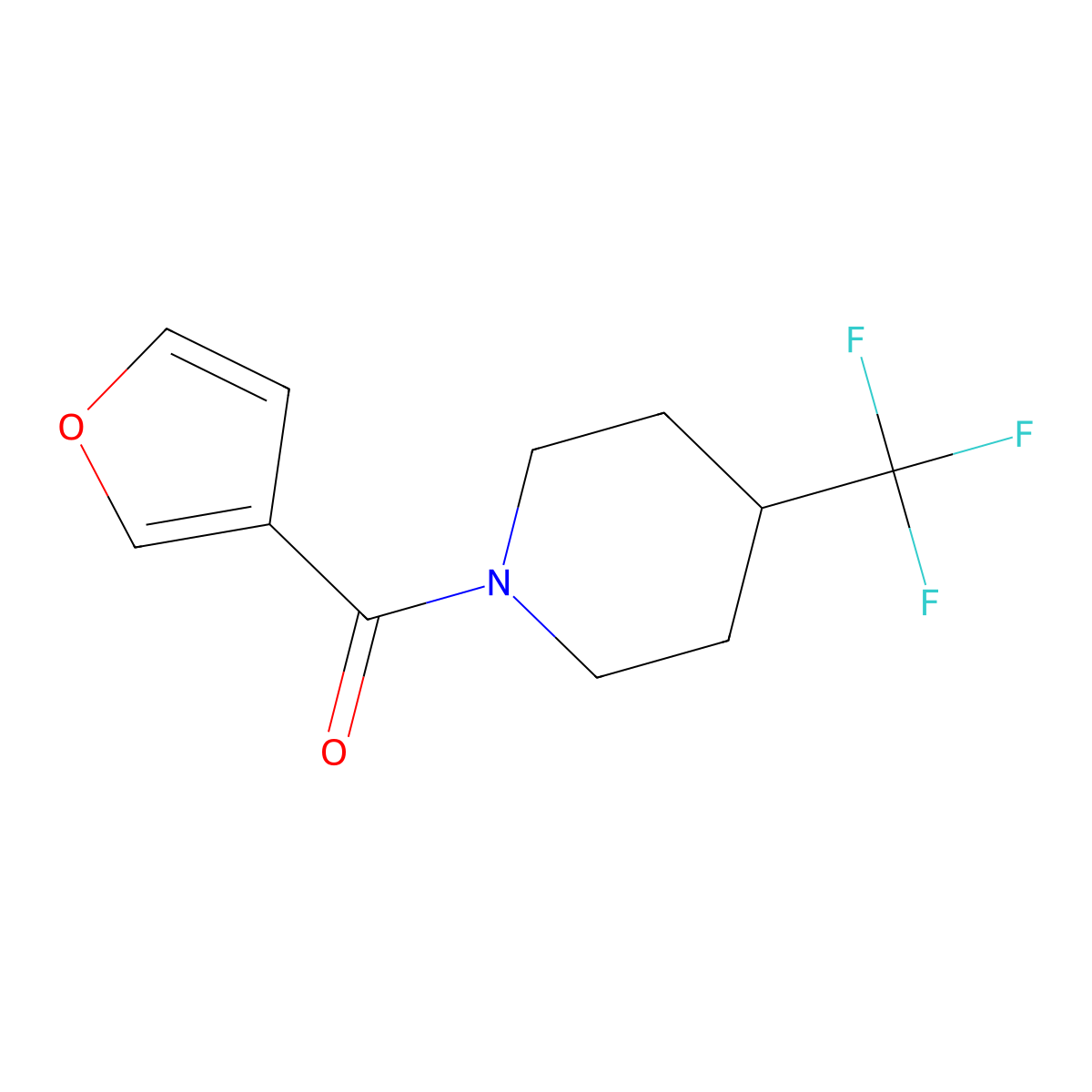 Furan-3-yl(4-(trifluoromethyl)piperidin-1-yl)methanone molecular structure, CAS 2034294-71-6