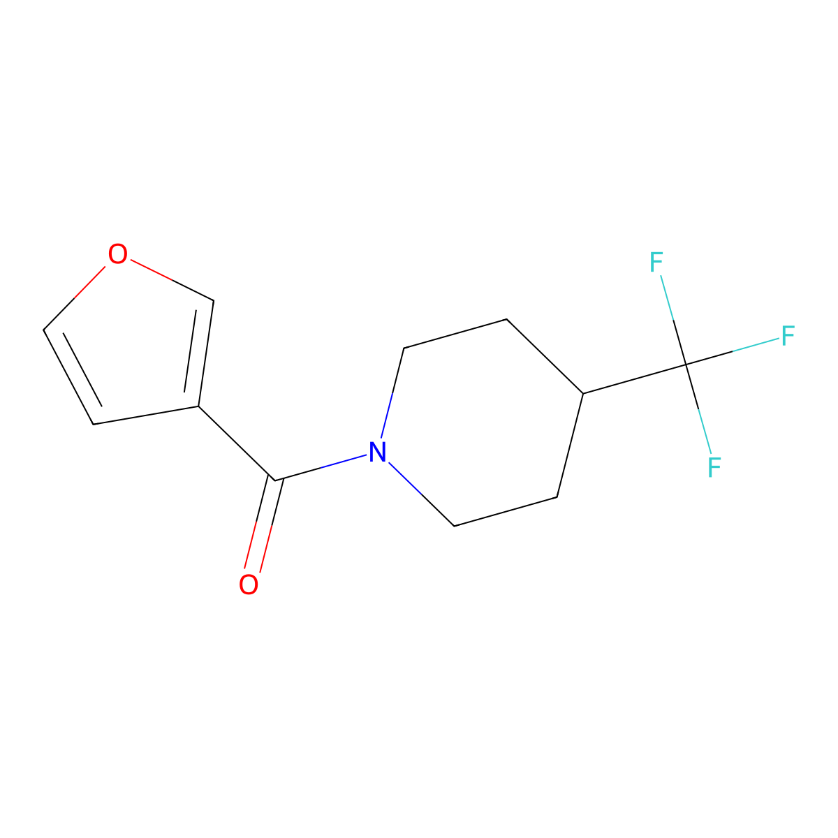 Furan-3-yl(4-(trifluoromethyl)piperidin-1-yl)methanone molecular structure, CAS 2034294-71-6