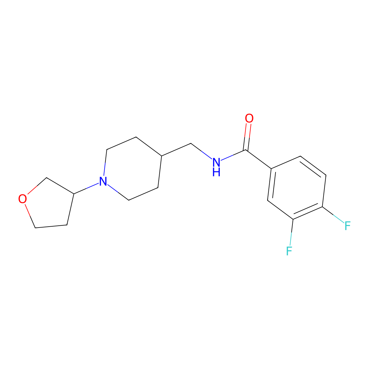 3,4-difluoro-N-((1-(tetrahydrofuran-3-yl)piperidin-4-yl)methyl)benzamide molecular structure, CAS 2034294-77-2