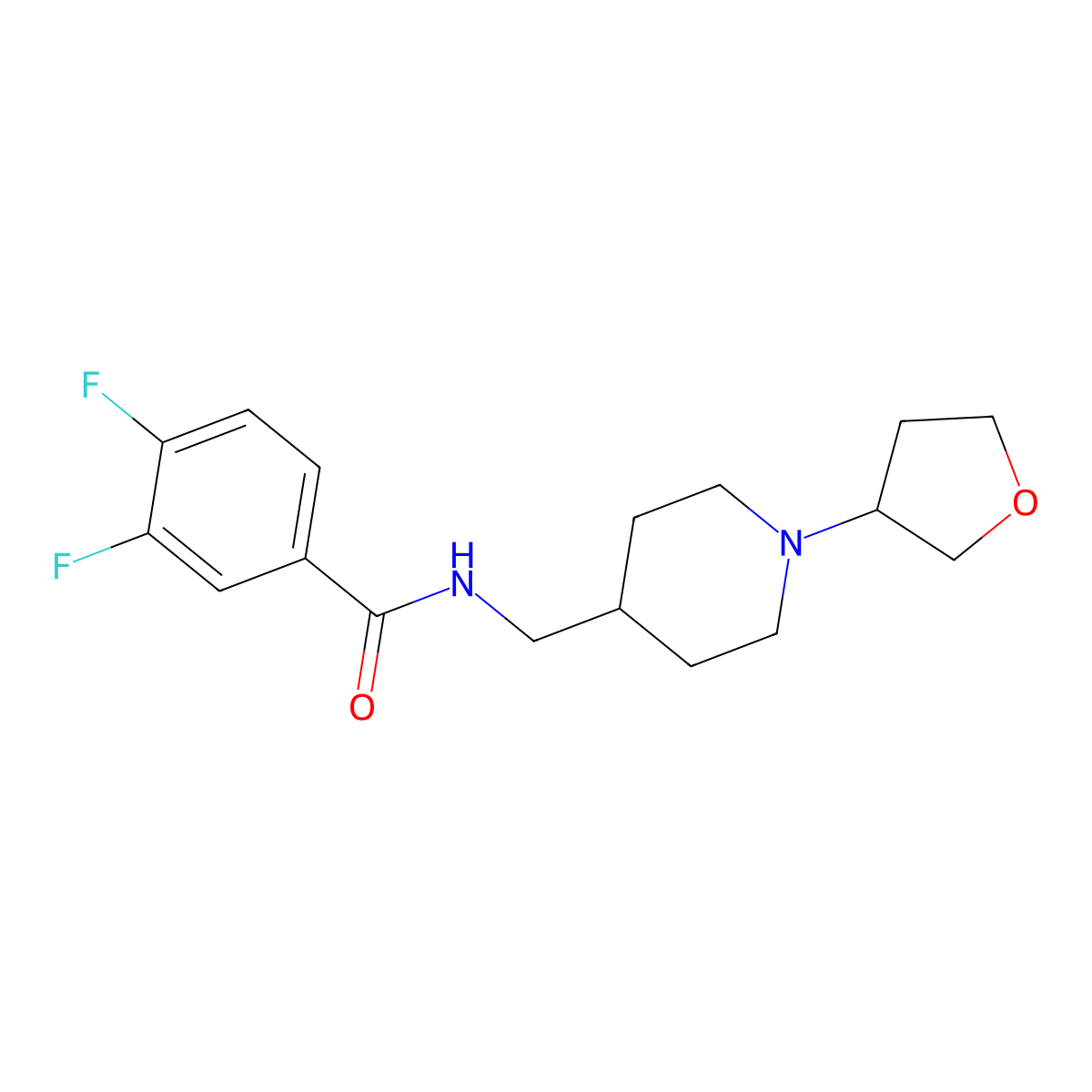 3,4-difluoro-N-((1-(tetrahydrofuran-3-yl)piperidin-4-yl)methyl)benzamide molecular structure, CAS 2034294-77-2