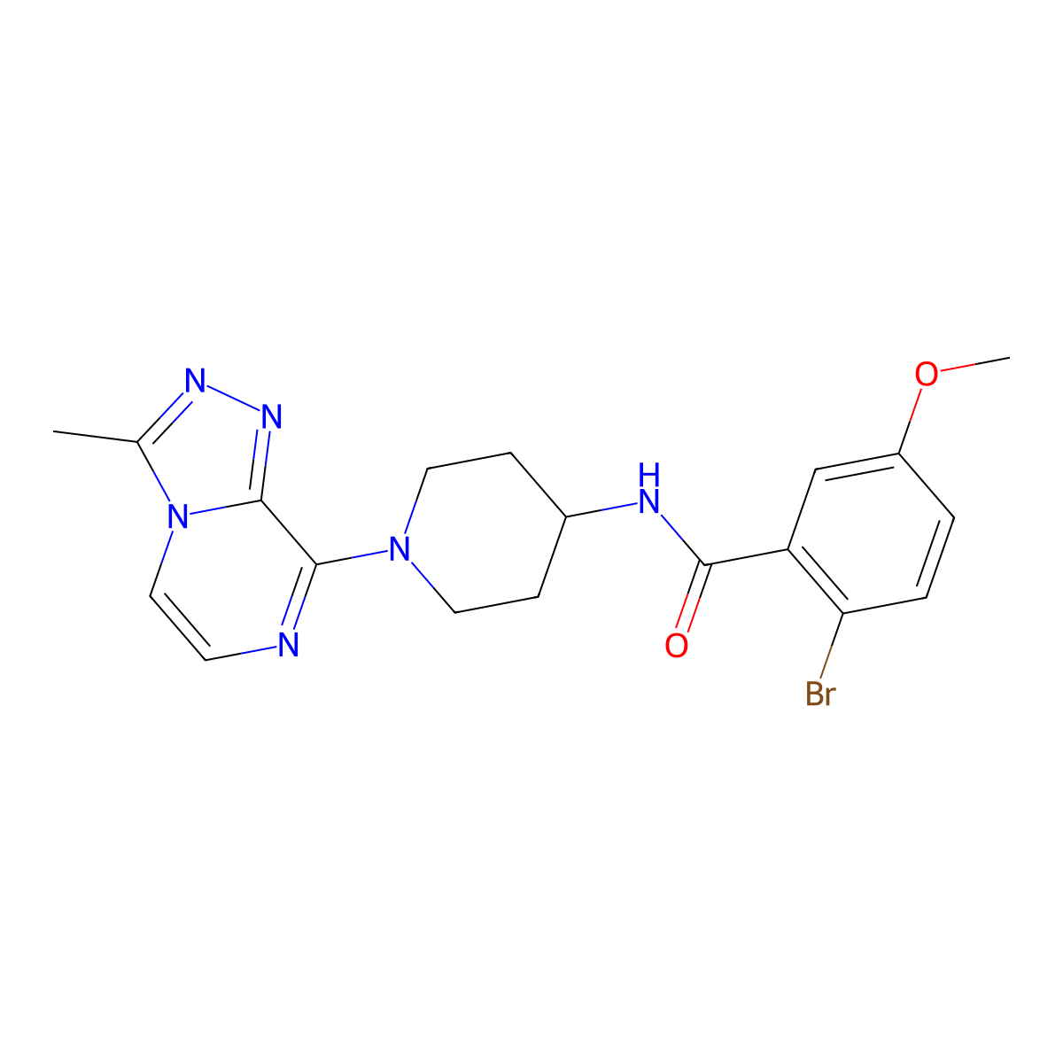2-bromo-5-methoxy-N-(1-(3-methyl-[1,2,4]triazolo[4,3-a]pyrazin-8-yl)piperidin-4-yl)benzamide molecular structure, CAS 2034294-78-3