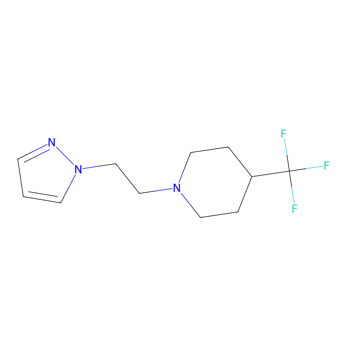 1-[2-(1H-pyrazol-1-yl)ethyl]-4-(trifluoromethyl)piperidine molecular structure, CAS 2034294-79-4