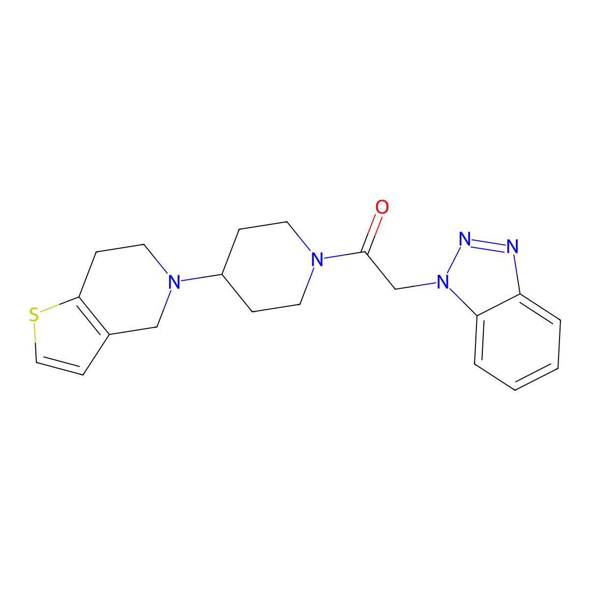 2-(1H-benzo[d][1,2,3]triazol-1-yl)-1-(4-(6,7-dihydrothieno[3,2-c]pyridin-5(4H)-yl)piperidin-1-yl)ethanone molecular structure, CAS 2034294-84-1
