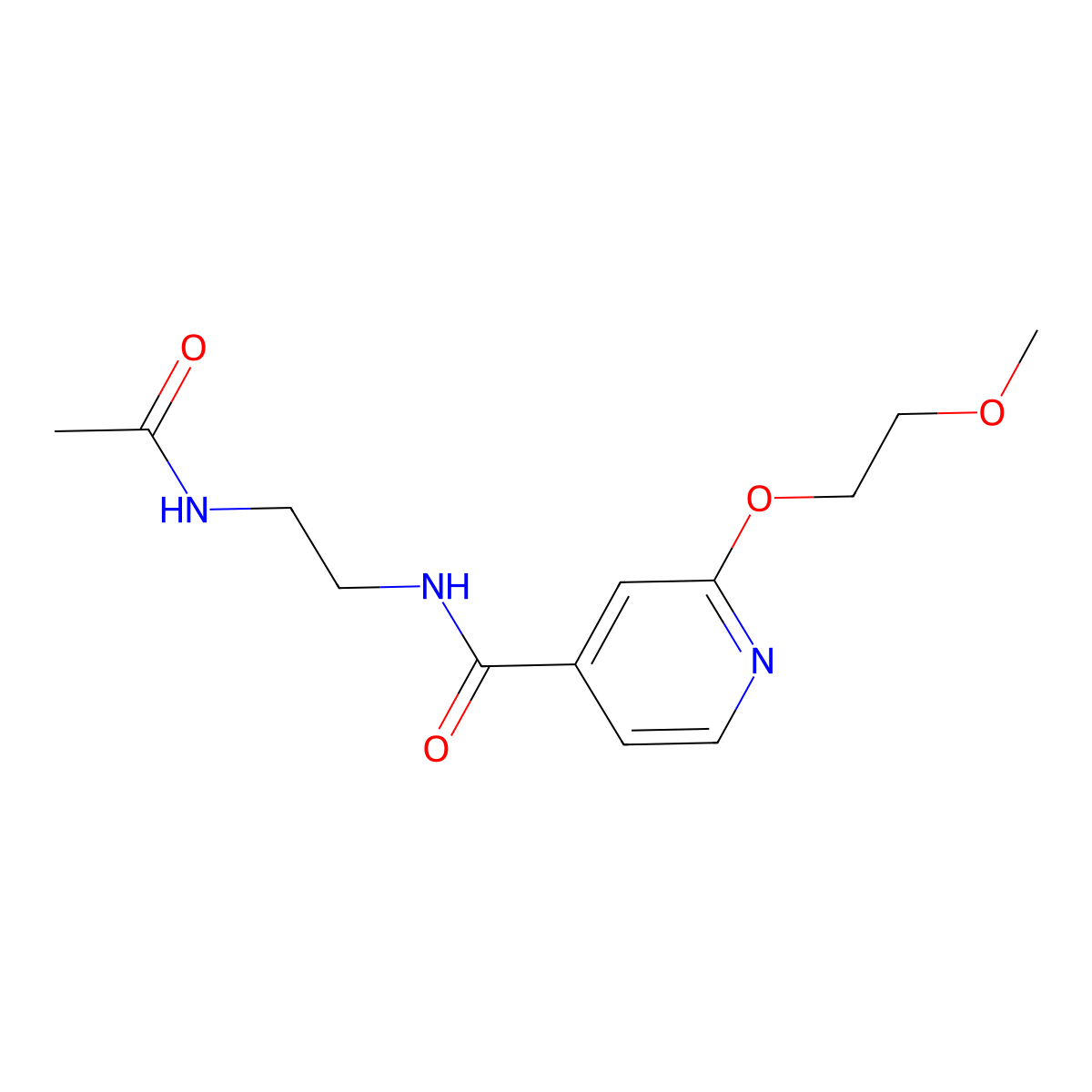 N-(2-acetamidoethyl)-2-(2-methoxyethoxy)isonicotinamide molecular structure, CAS 2034294-89-6