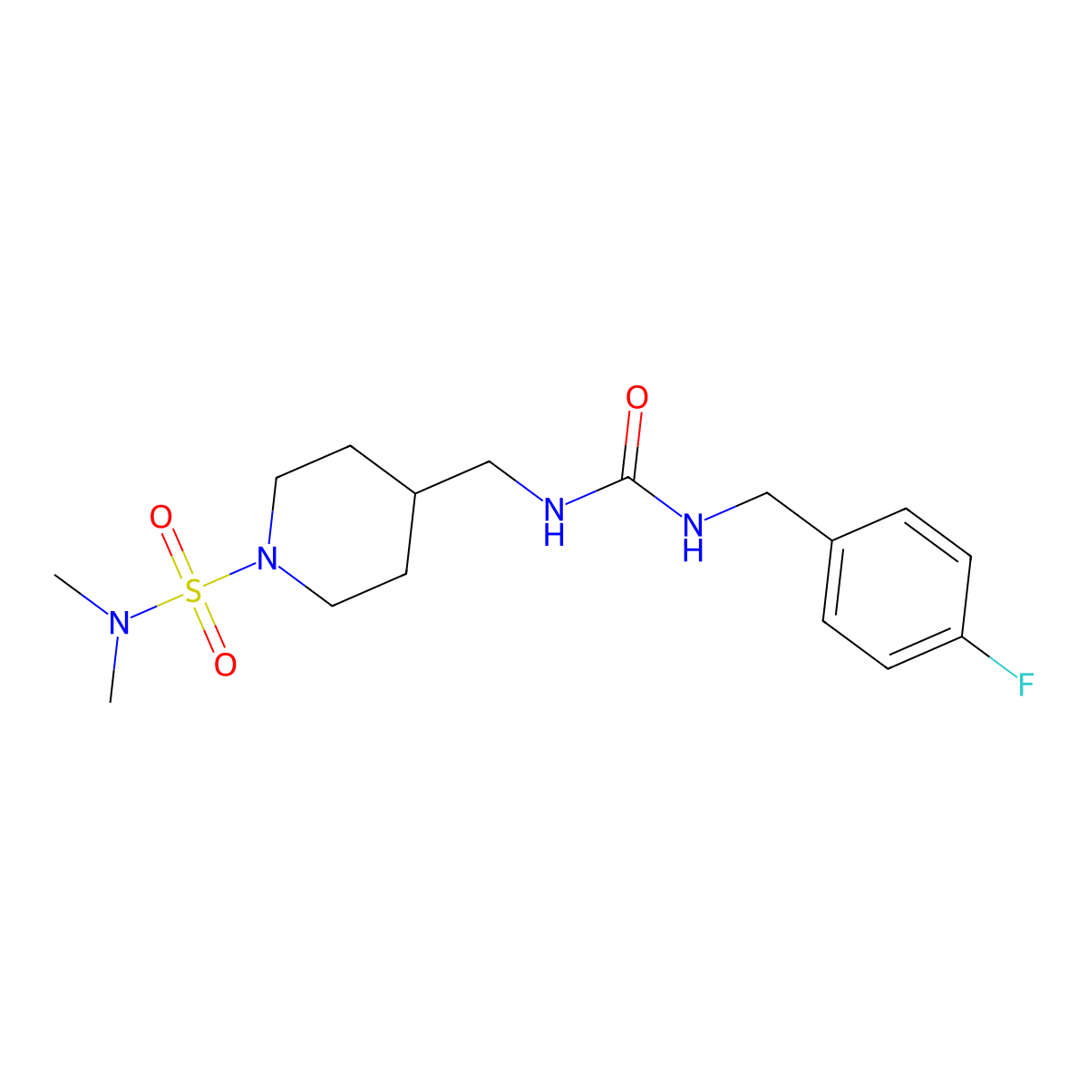 4-((3-(4-fluorobenzyl)ureido)methyl)-N,N-dimethylpiperidine-1-sulfonamide molecular structure, CAS 2034294-91-0