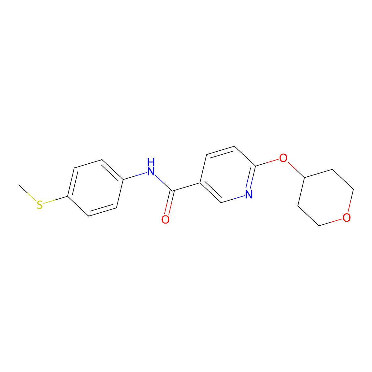 N-(4-(methylthio)phenyl)-6-((tetrahydro-2H-pyran-4-yl)oxy)nicotinamide molecular structure, CAS 2034294-97-6