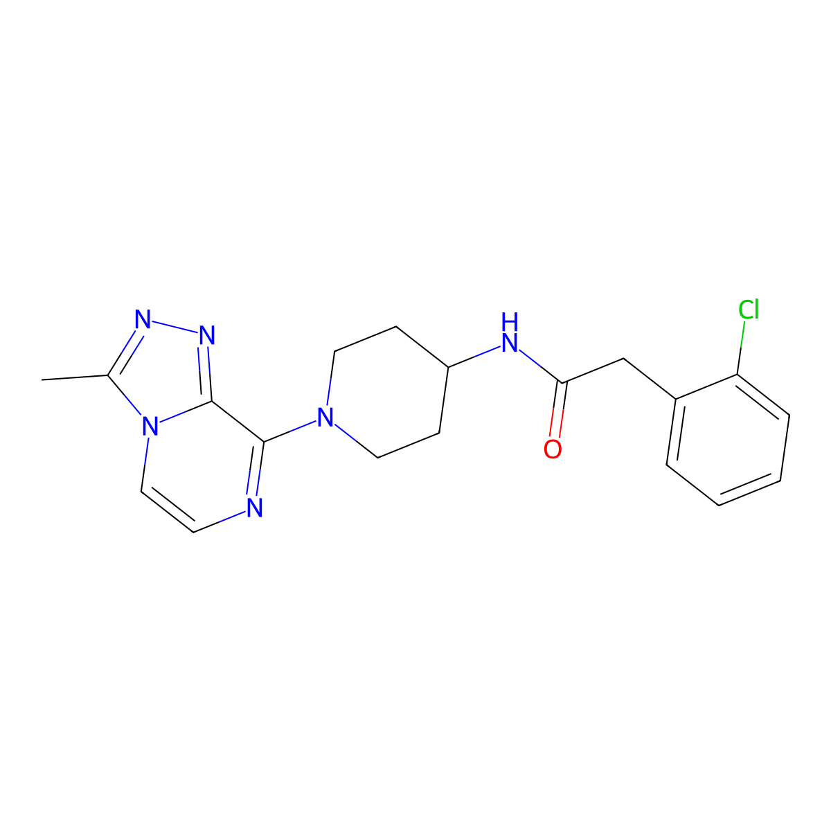 2-(2-chlorophenyl)-N-(1-(3-methyl-[1,2,4]triazolo[4,3-a]pyrazin-8-yl)piperidin-4-yl)acetamide molecular structure, CAS 2034295-05-9