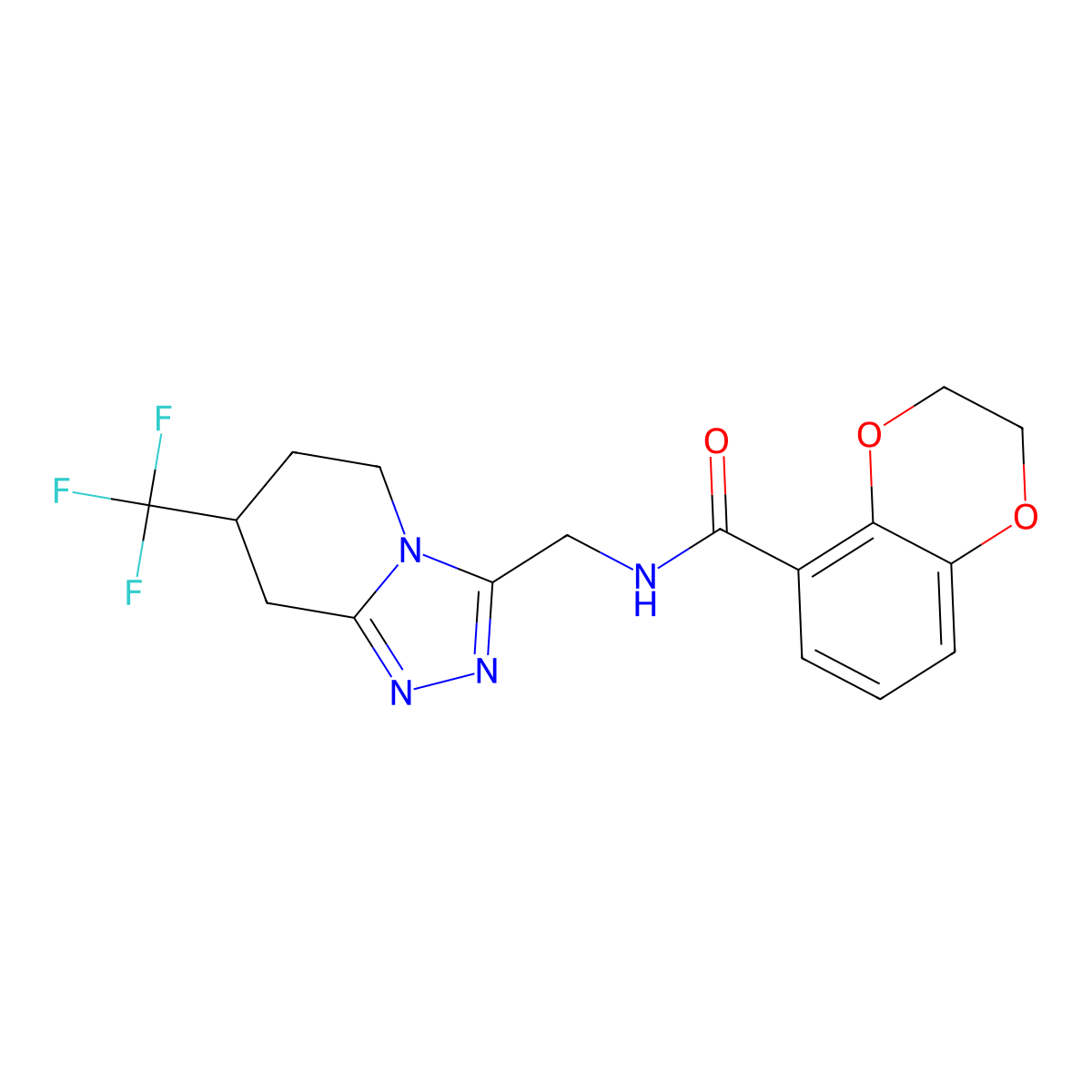 N-((7-(trifluoromethyl)-5,6,7,8-tetrahydro-[1,2,4]triazolo[4,3-a]pyridin-3-yl)methyl)-2,3-dihydrobenzo[b][1,4]dioxine-5-carboxamide molecular structure, CAS 2034295-07-1