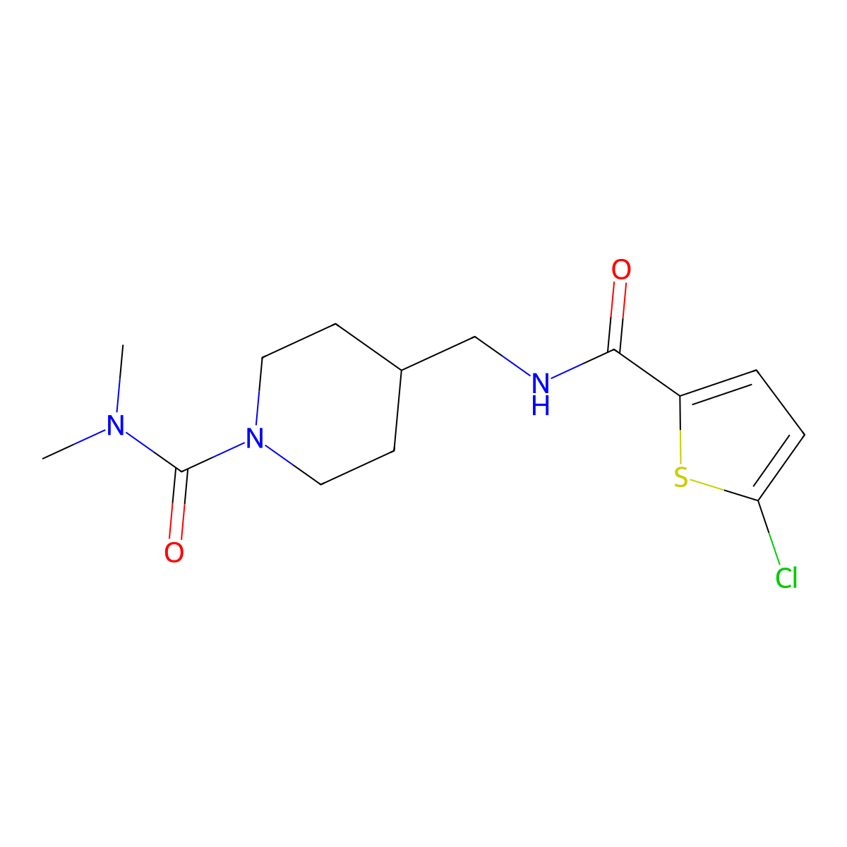 4-((5-chlorothiophene-2-carboxamido)methyl)-N,N-dimethylpiperidine-1-carboxamide molecular structure, CAS 2034295-12-8