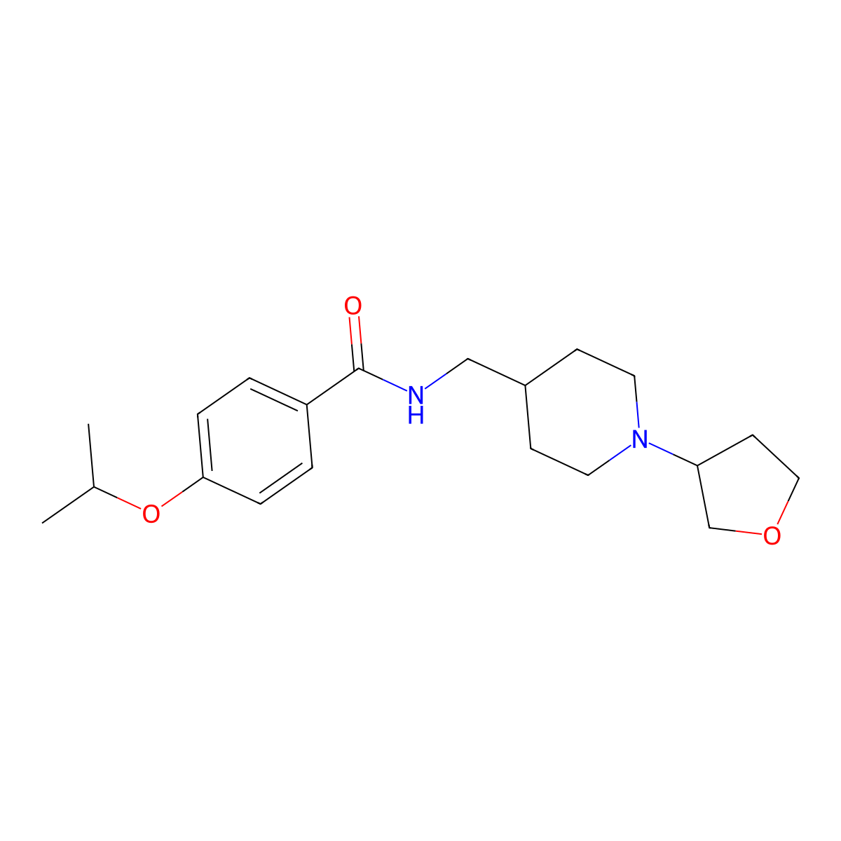 4-isopropoxy-N-((1-(tetrahydrofuran-3-yl)piperidin-4-yl)methyl)benzamide molecular structure, CAS 2034295-13-9