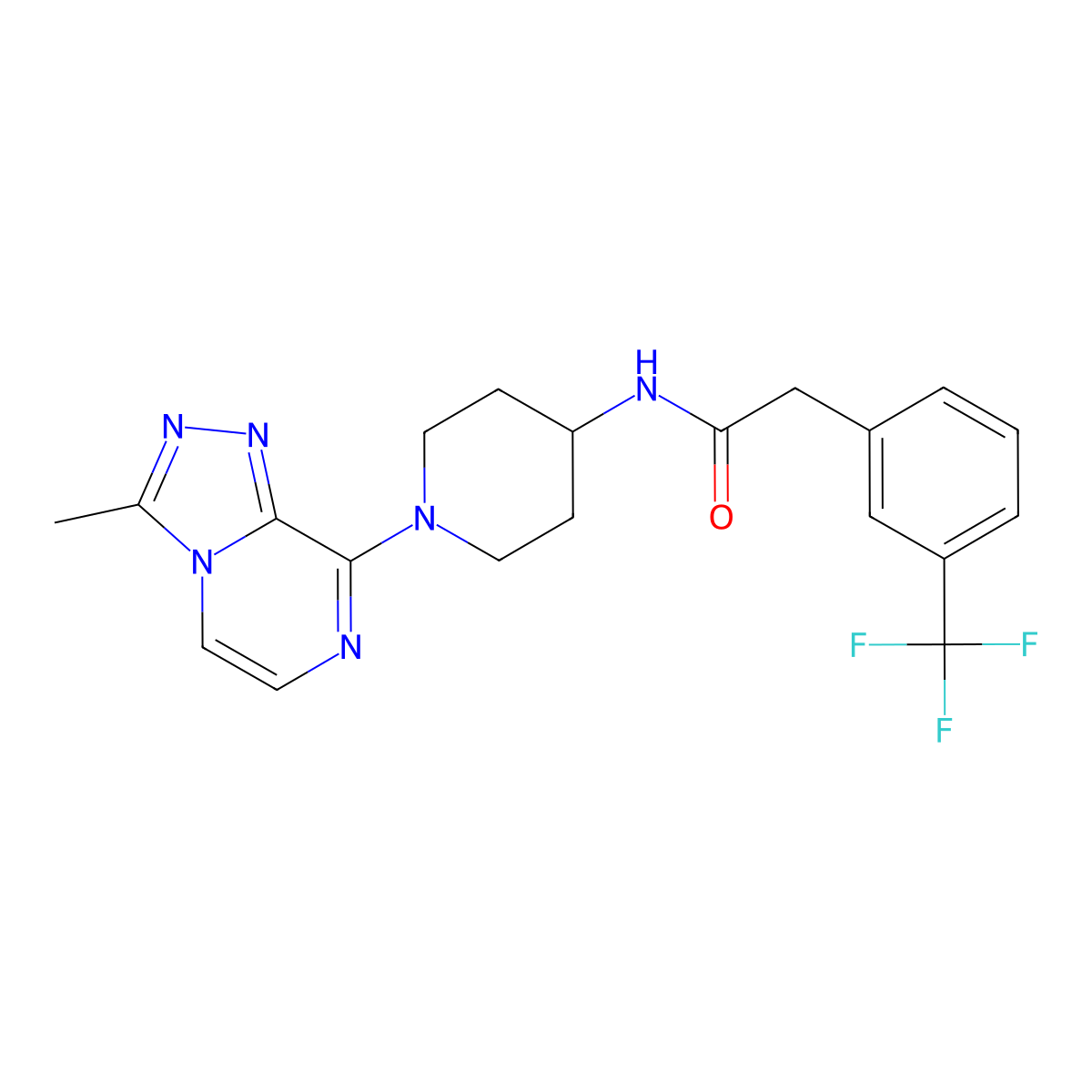 N-(1-(3-methyl-[1,2,4]triazolo[4,3-a]pyrazin-8-yl)piperidin-4-yl)-2-(3-(trifluoromethyl)phenyl)acetamide molecular structure, CAS 2034295-17-3
