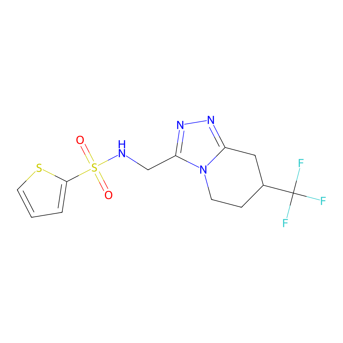 N-((7-(trifluoromethyl)-5,6,7,8-tetrahydro-[1,2,4]triazolo[4,3-a]pyridin-3-yl)methyl)thiophene-2-sulfonamide molecular structure, CAS 2034295-27-5