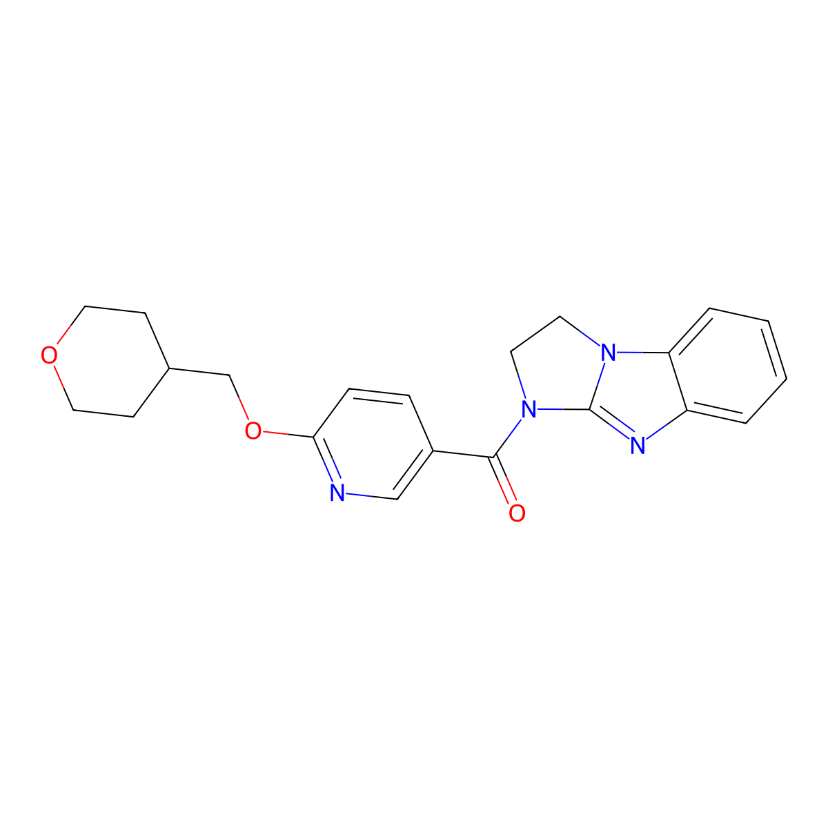 5-{6-[(Oxan-4-yl)methoxy]pyridine-3-carbonyl}-2,5,7-triazatricyclo[6.4.0.0^{2,6}]dodeca-1(8),6,9,11-tetraene molecular structure, CAS 2034295-28-6