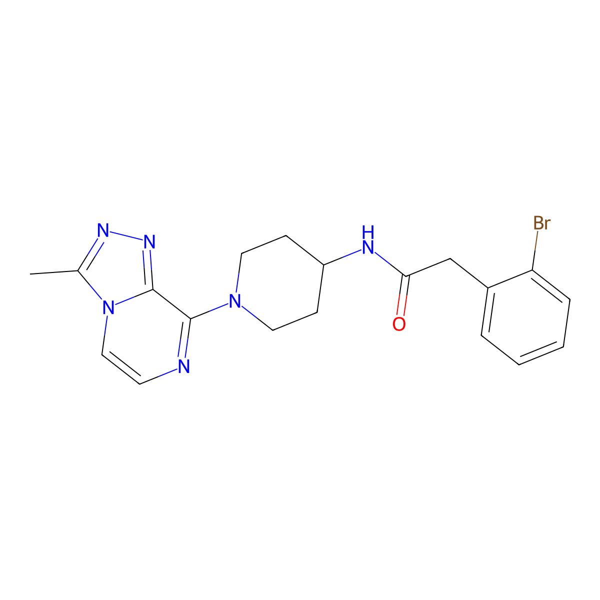 2-(2-bromophenyl)-N-(1-(3-methyl-[1,2,4]triazolo[4,3-a]pyrazin-8-yl)piperidin-4-yl)acetamide molecular structure, CAS 2034295-29-7