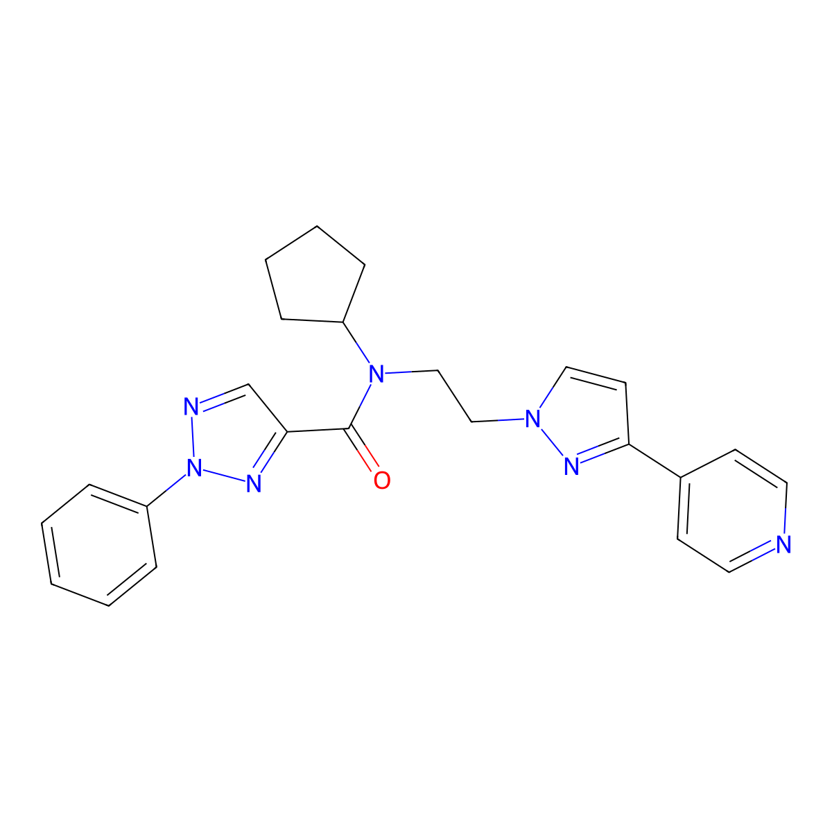 N-cyclopentyl-2-phenyl-N-{2-[3-(pyridin-4-yl)-1H-pyrazol-1-yl]ethyl}-2H-1,2,3-triazole-4-carboxamide molecular structure, CAS 2034295-34-4
